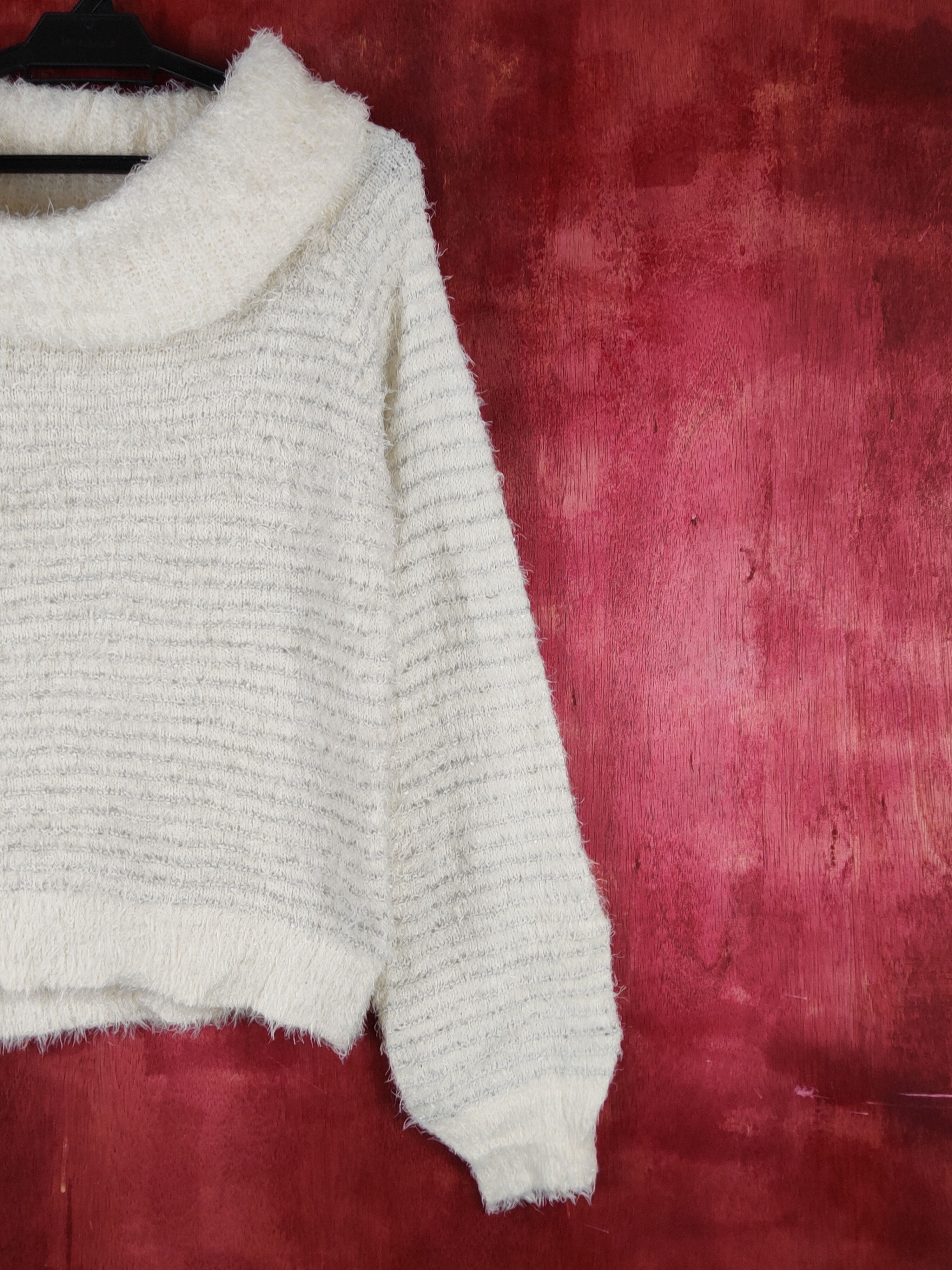 Aran Isles Knitwear Vis Cream Shag Shaggy Fur Mohair Knitwear #S1940 Size M / US 6-8 / IT 42-44 - 5 Thumbnail