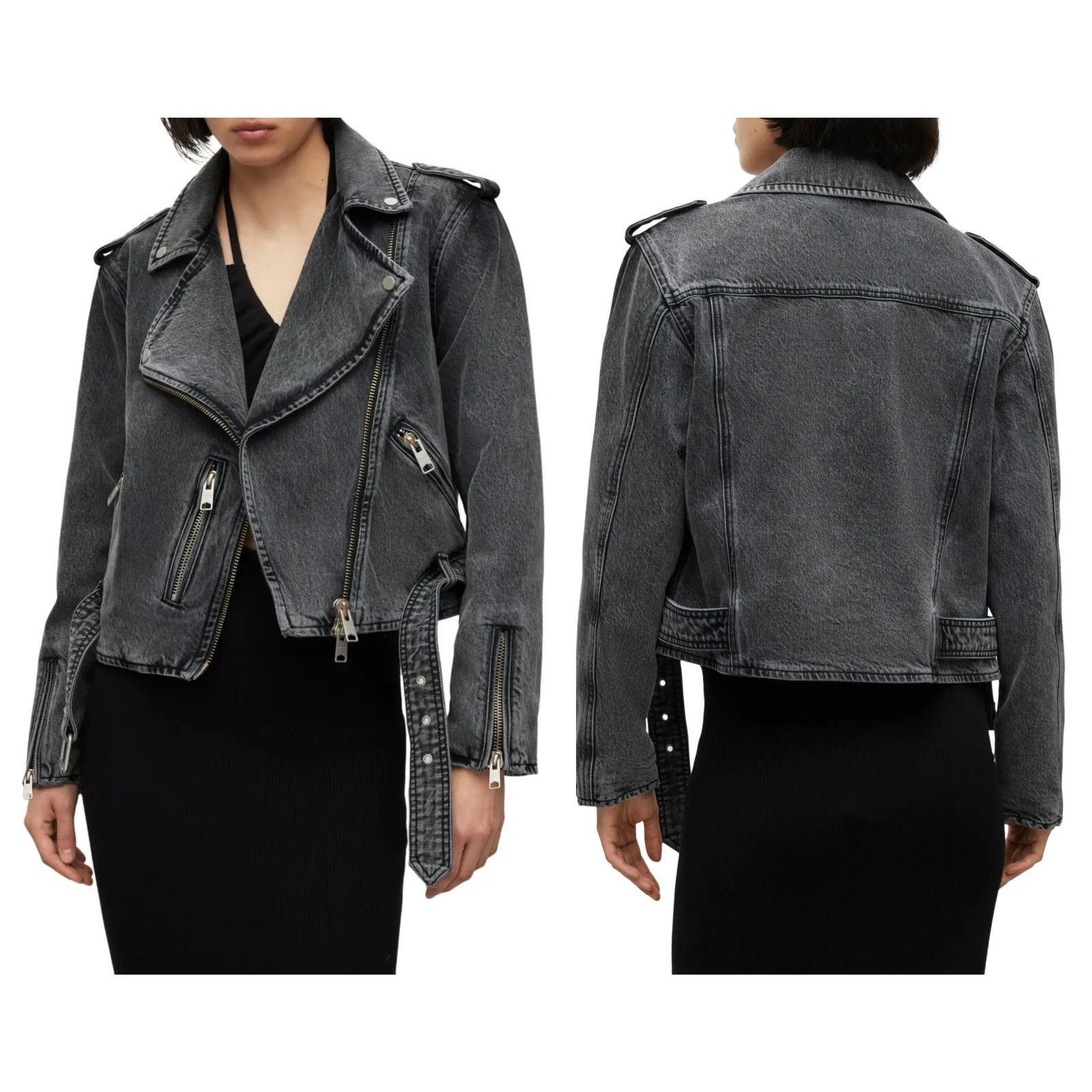 Allsaints AllSaints Balfern Denim Biker Jacket Size US/2 Size XS / US 0-2 / IT 36-38 - 16 Thumbnail