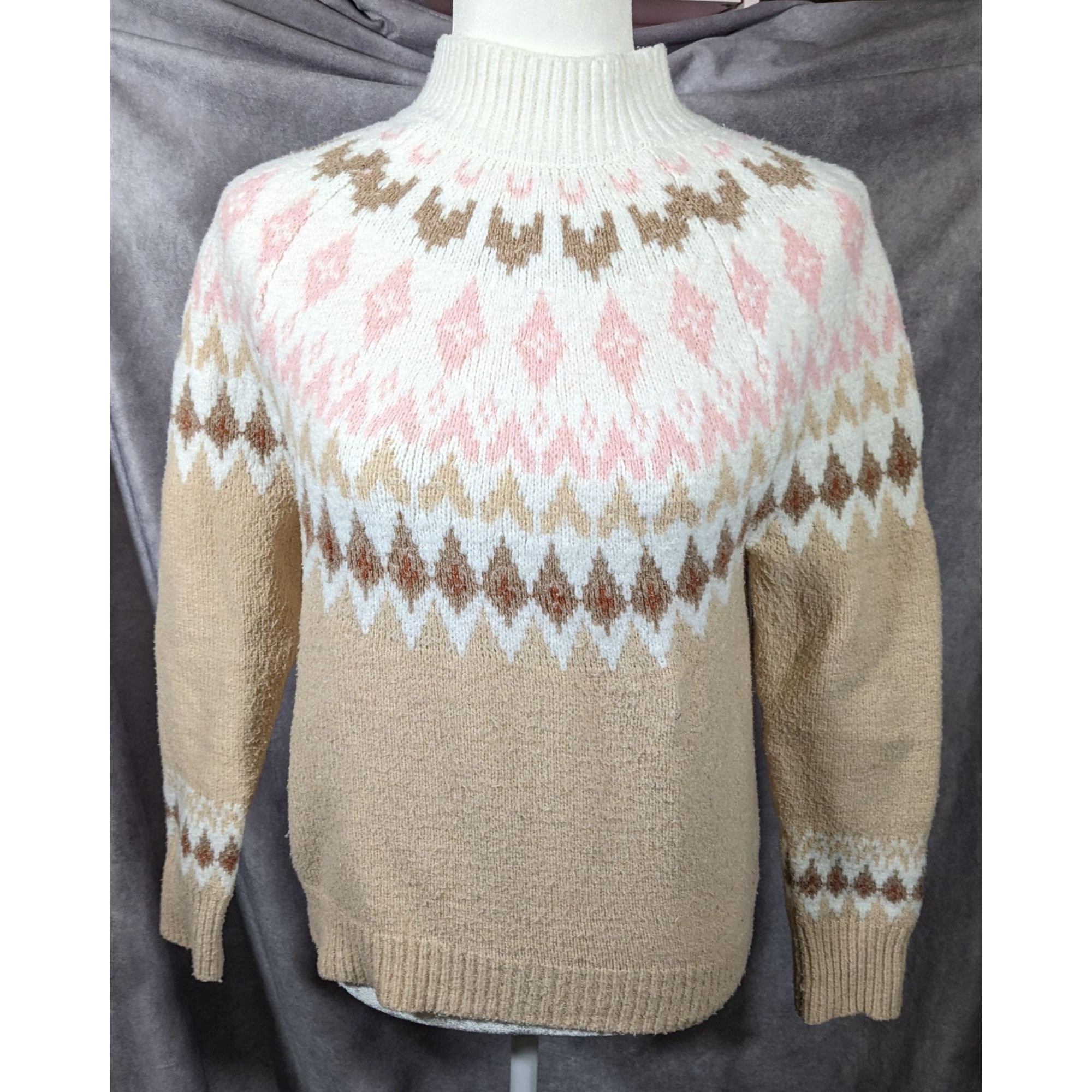 Rachel Zoe Rachel Zoe Retro White Pink And Tan Pullover Sweater Size XS Size XS / US 0-2 / IT 36-38 - 6 Thumbnail