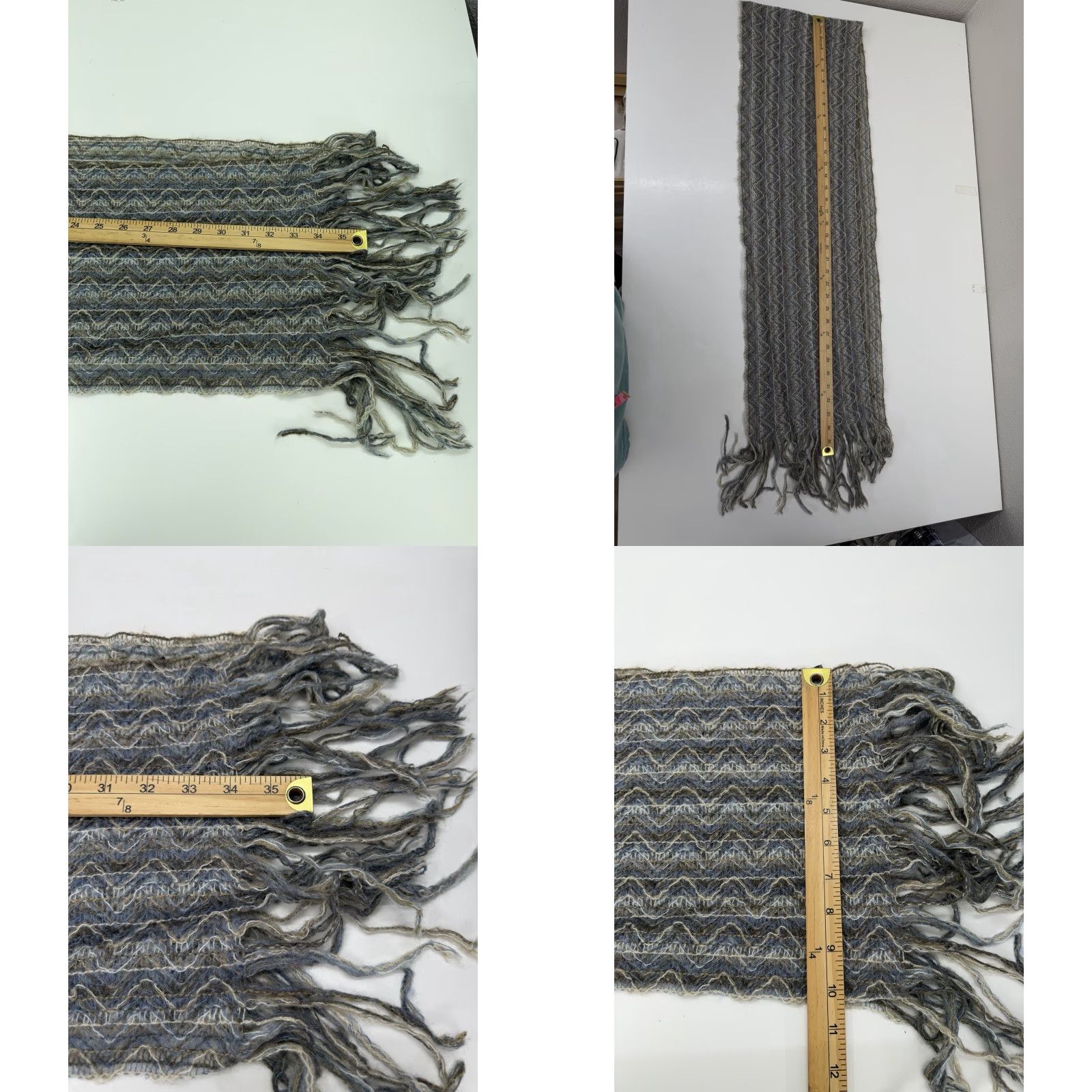 Vintage Filatess Womens Scarf Knit Blue Brown Green Fringe Made in Italy Size ONE SIZE - 8 Thumbnail