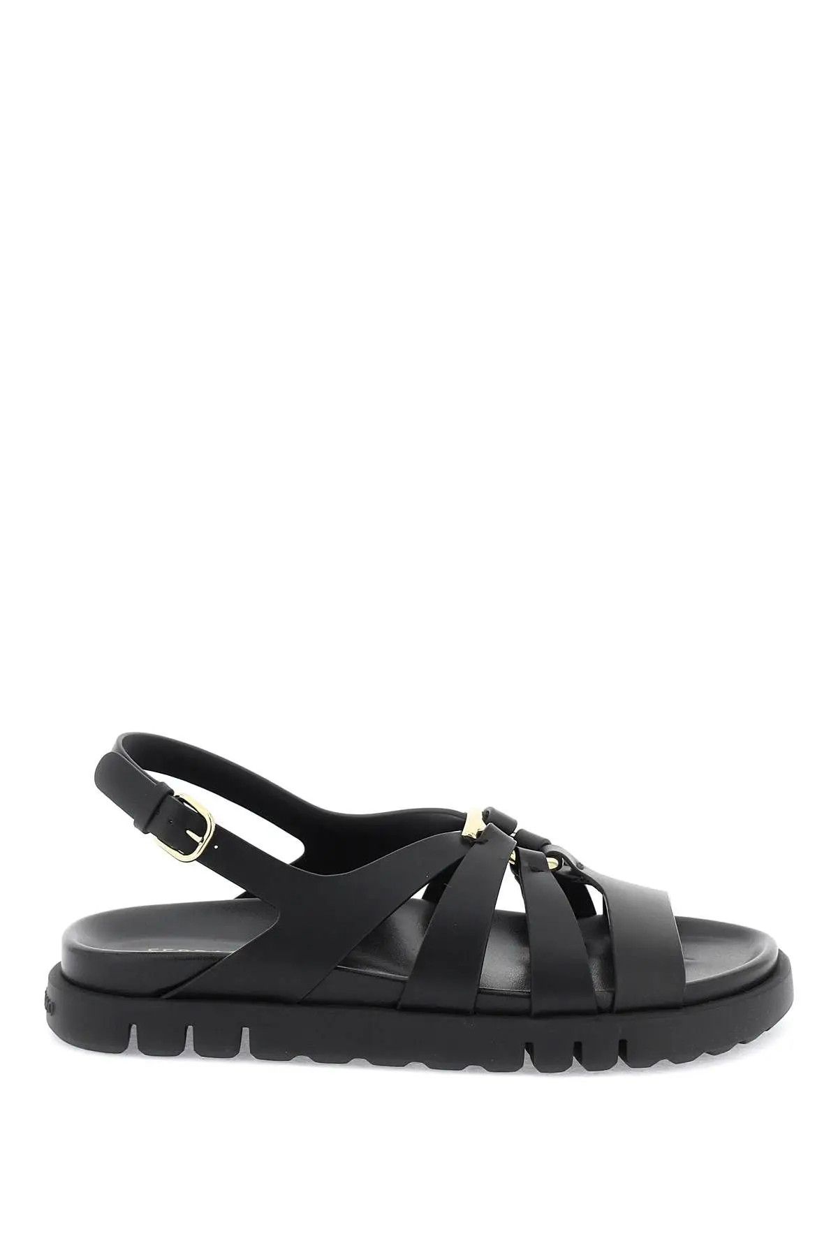 image of Salvatore Ferragamo O1S22I1N0524 Cage Sandals In Black, Women's (Size 7)