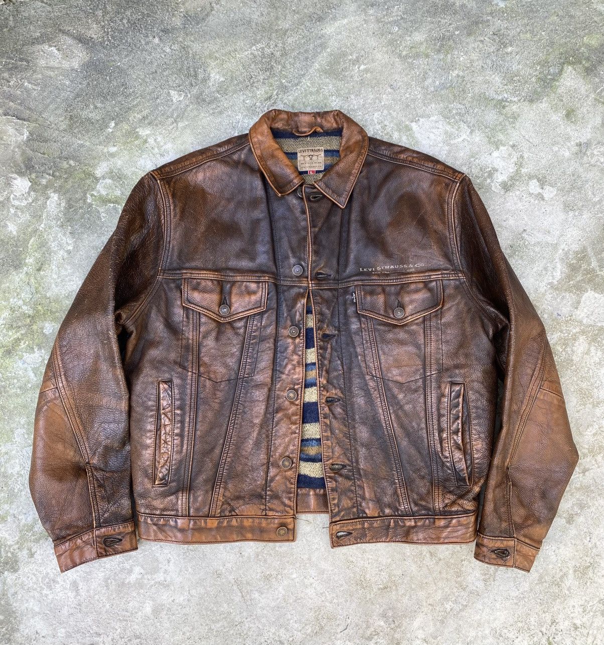 Levi's 1970s Long Horn Blanket-Lined Levis Trucker Jacket Size US L / EU 52-54 / 3 - 1 Thumbnail