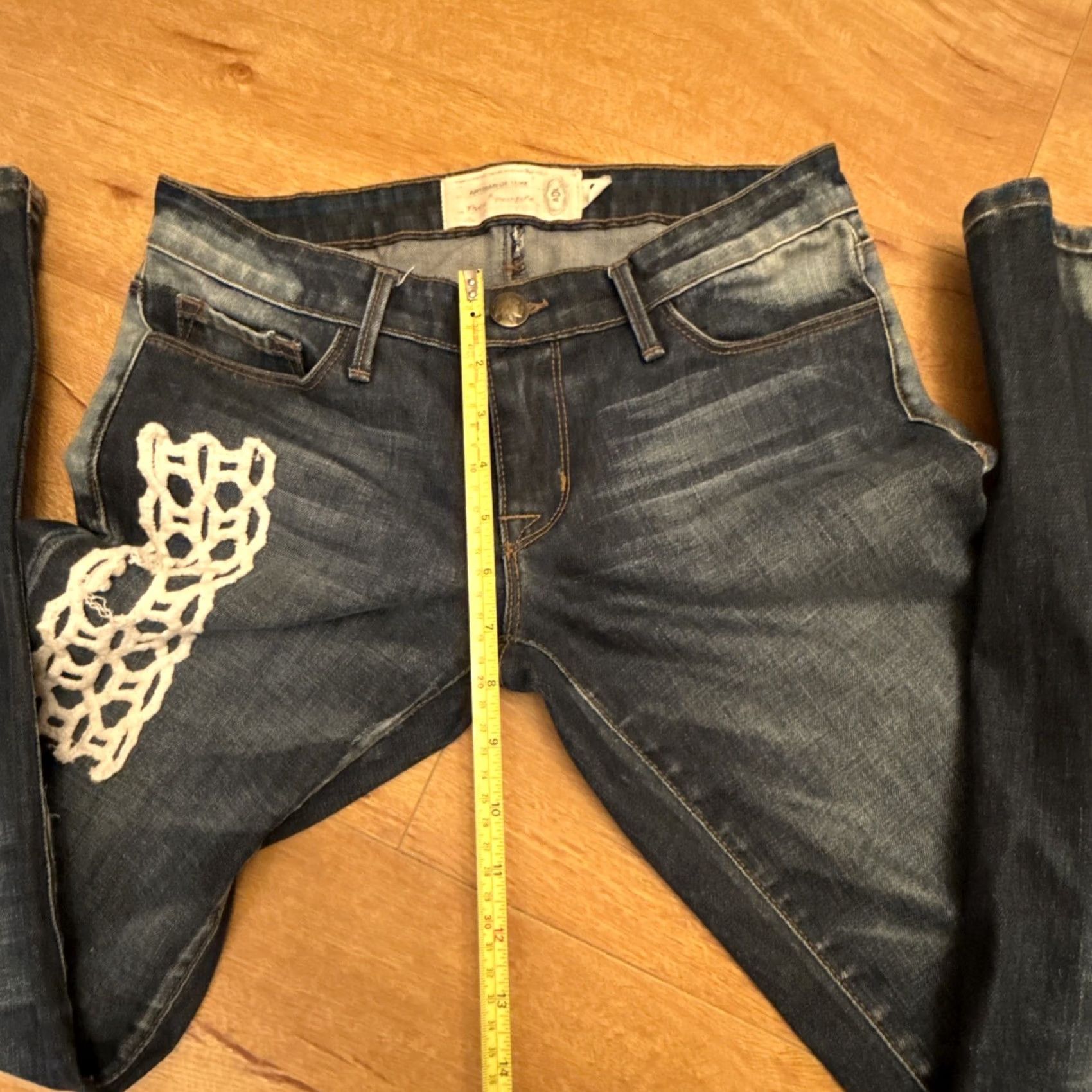 Free People Free People Jeans Skinny Womens 25 Denim Embroidered Patch Bohemian Leather Not applicable Size 27" / US 4 / IT 40 - 7 Thumbnail