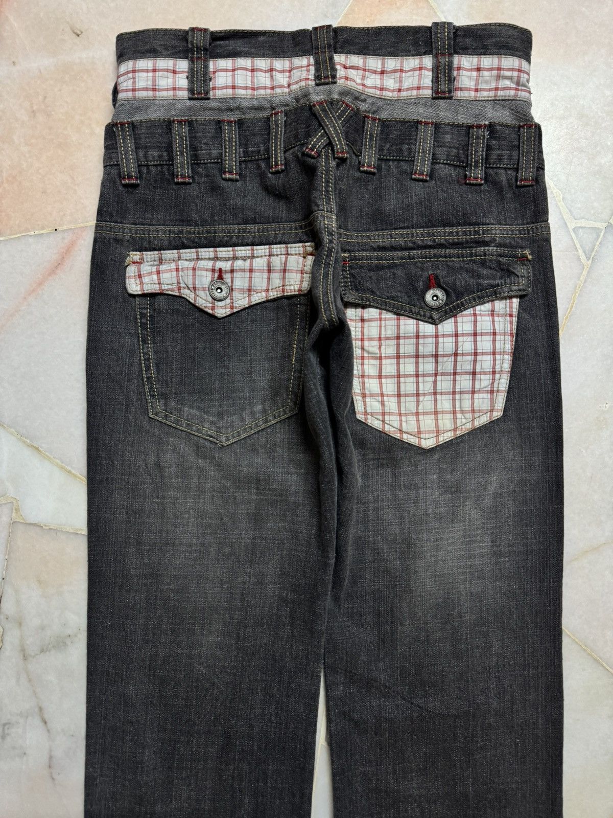 14th Addiction 💥Double Waist 90s Japanese Sand Washed Distress Jean Denim Size US 29 - 13 Thumbnail