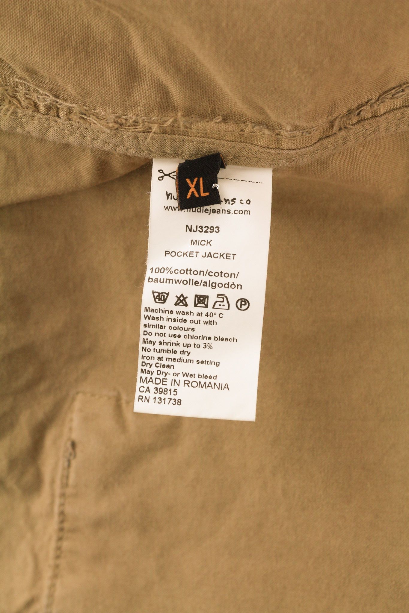 Nudie Jeans MICK XL Brown Patch Zipper Unlined Logo Jacket 80737 Size US XL / EU 56 / 4 - 8 Thumbnail