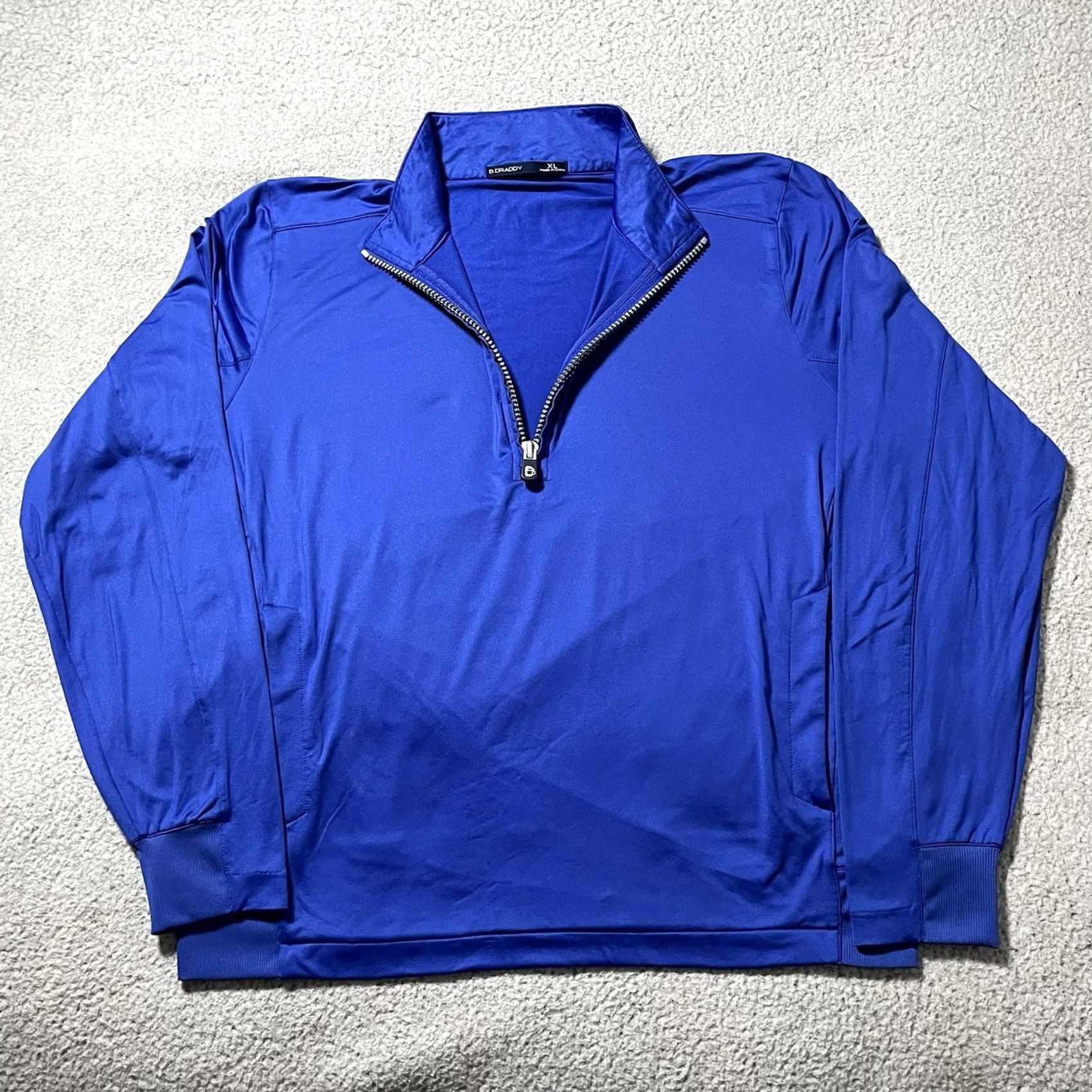 Vintage B. Draddy 1/4 Zip Pullover Mens XL Performance Golf Stretch Pocket Long Sleeve Blue Size US XL / EU 56 / 4 - 4 Thumbnail