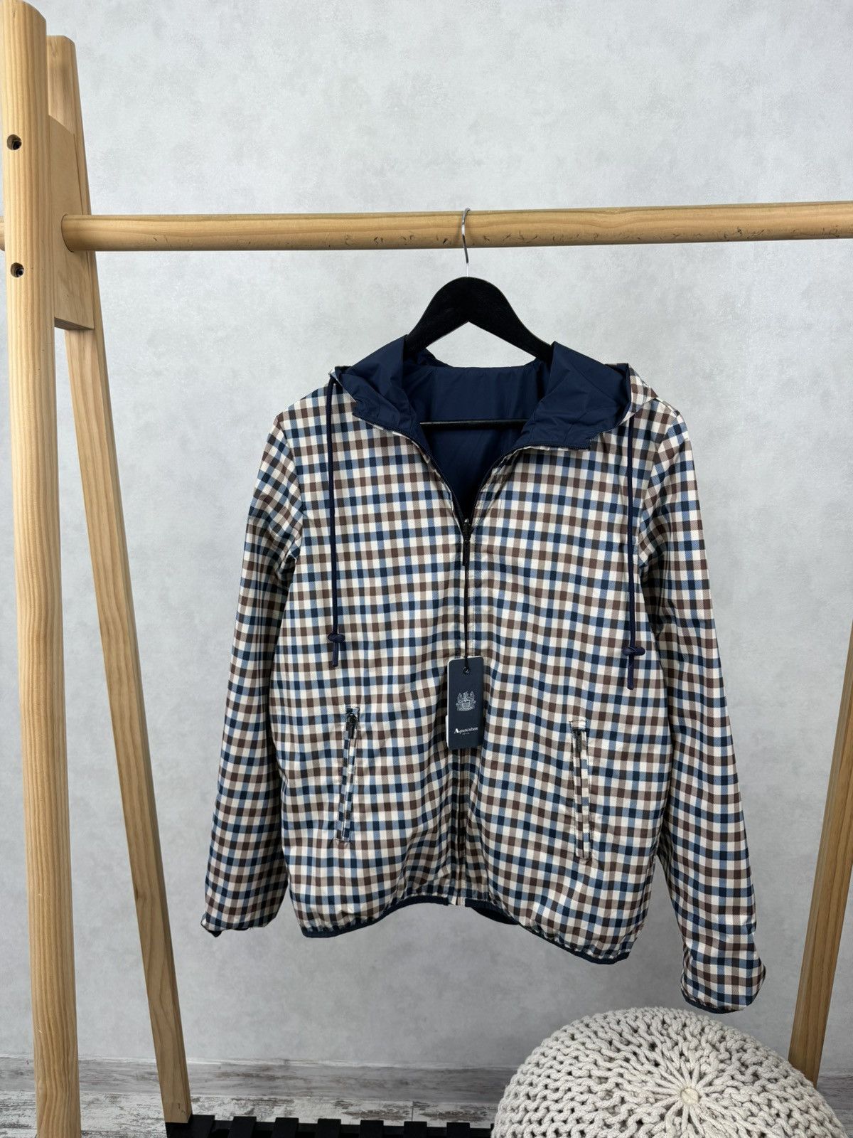 Aquascutum Aquascutum Men`s Hooded Reversible Sailor Checked Jacket Size US S / EU 44-46 / 1 - 8 Thumbnail