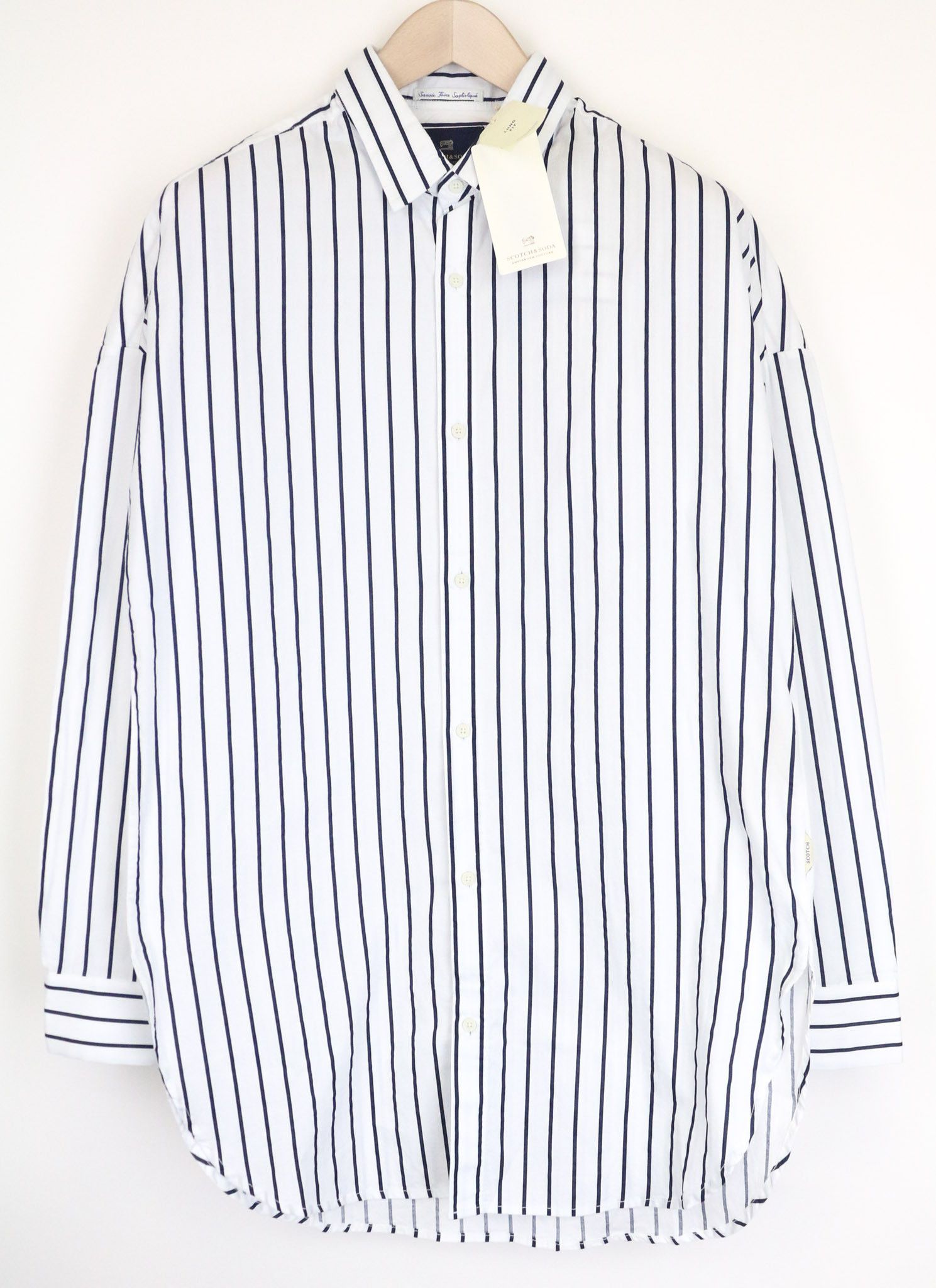 Scotch & Soda AMS COUTURE M Long Fit White Striped Cotton Shirt 75480 Size US M / EU 48-50 / 2 - 1 Thumbnail