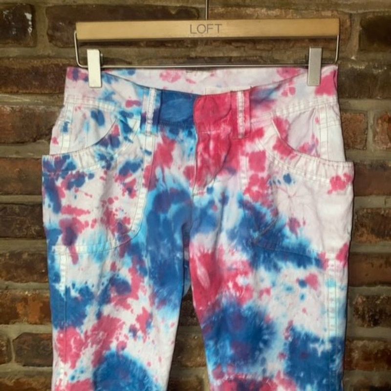 DKNY DKNY Custom Tie Dye Pink Blue Convertible Pants Size 6 Size 28" / US 6 / IT 42 - 2 Thumbnail