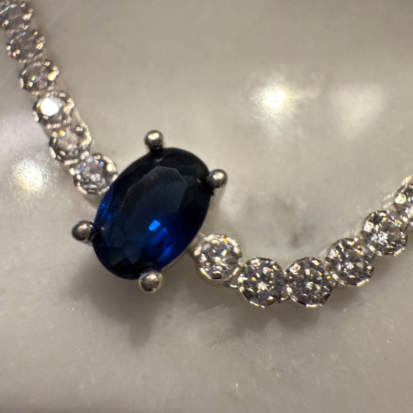 pandora Authentic Pandora , SZ 18CM, Blue Sapphire Clear CZ Tennis B Size ONE SIZE - 2 Thumbnail