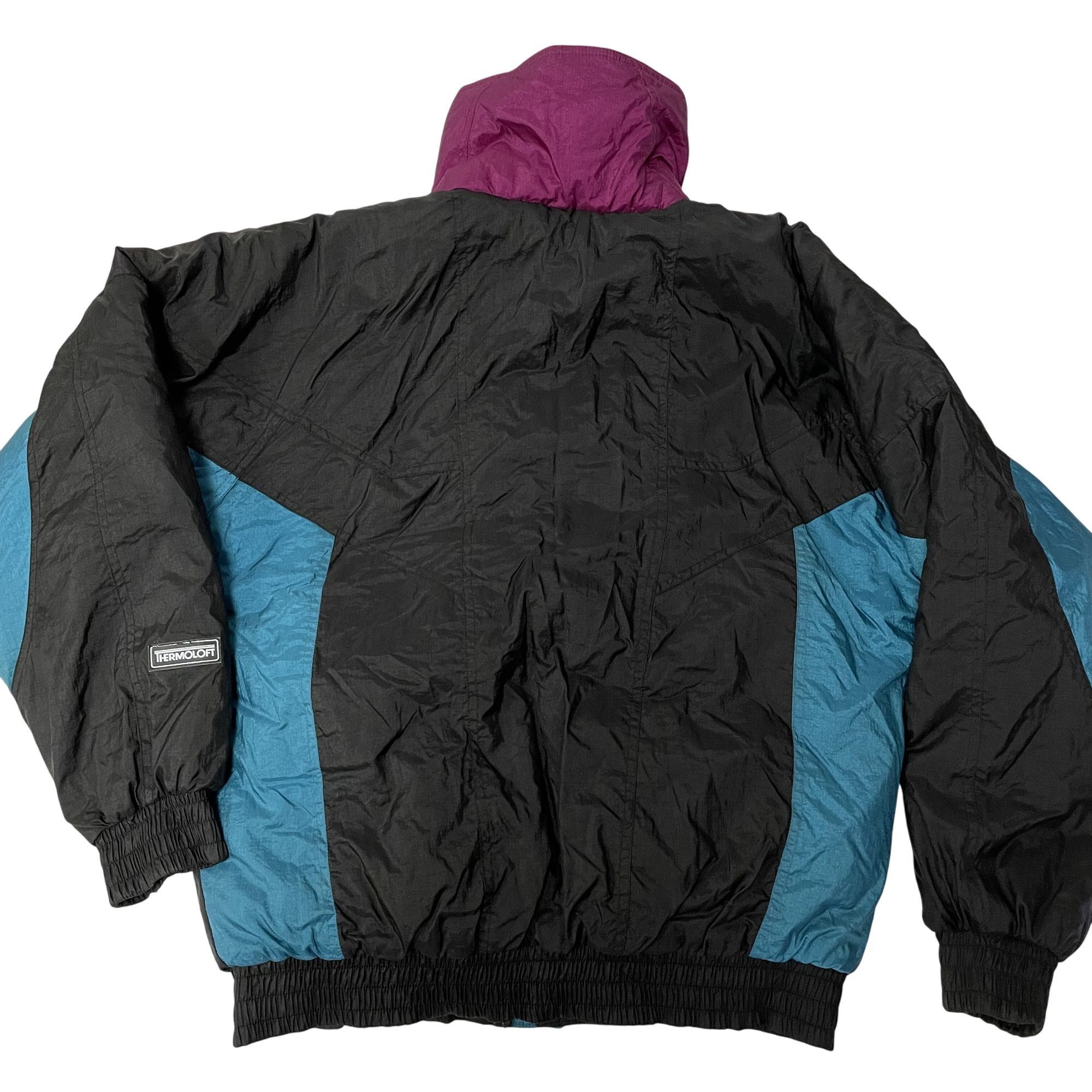 Other Vtg Thermoloft Black Blue COLOR BLOCK Nylon Puffer Jacket Size US M / EU 48-50 / 2 - 2 Thumbnail