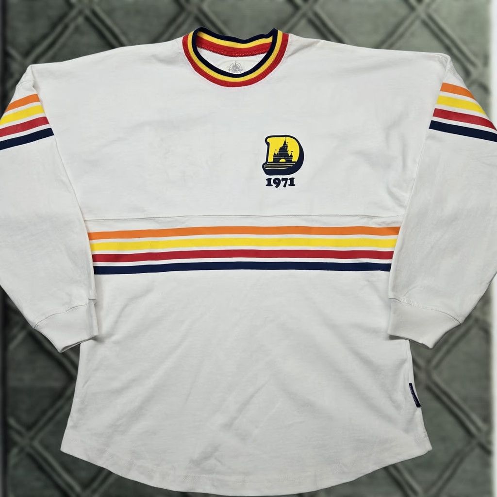 Disney VINTAGE Disney Parks Sweatshirt Womens XS White Pullover Jersey Striped Logo Tagless Size XS / US 0-2 / IT 36-38 - 1 Thumbnail