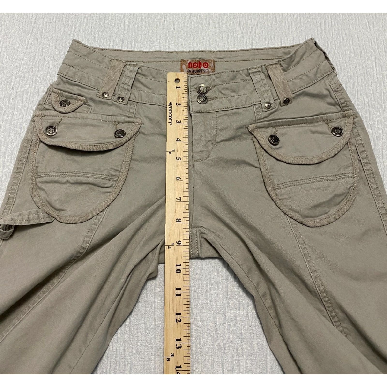 Vintage No Boundaries Women's Pants Juniors Size 9 Beige Wide Leg Stretch Size 28" / US 6 / IT 42 - 5 Thumbnail