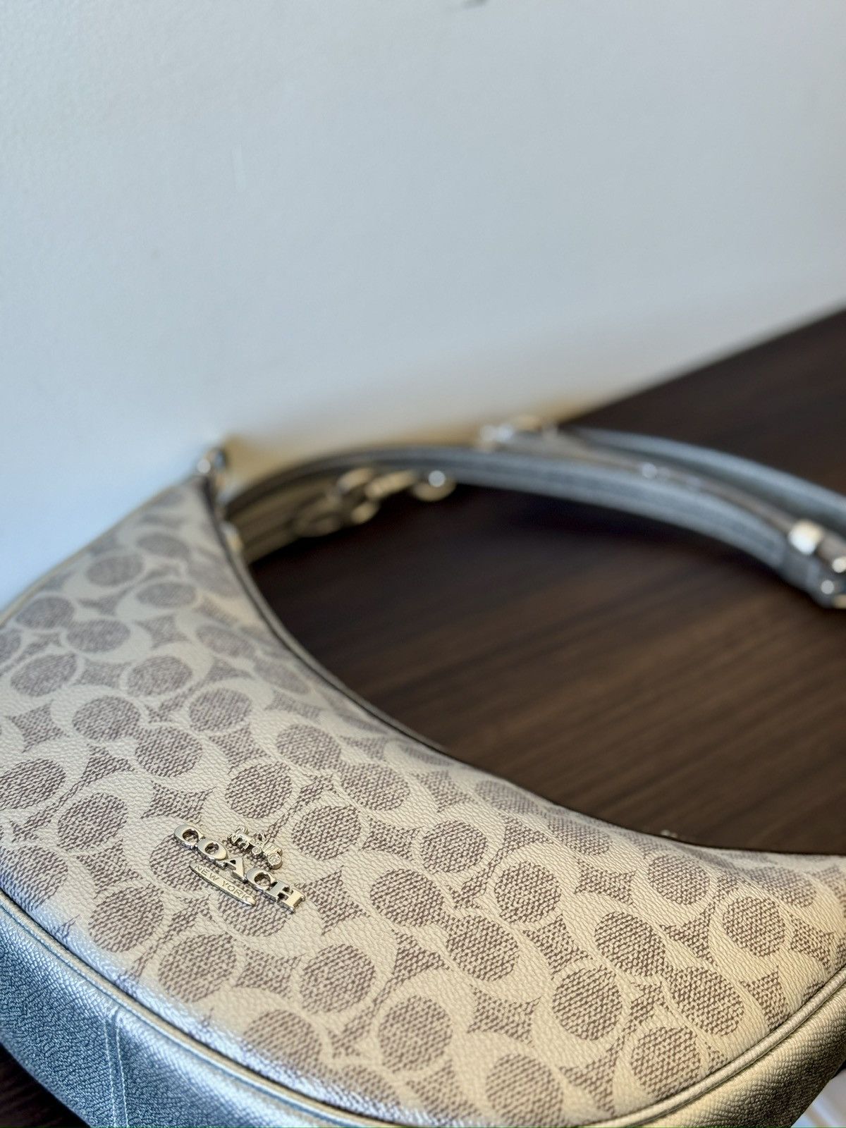 Coach NWT Coach Aria Shoulder Bag - Metallic Silver Size ONE SIZE - 7 Thumbnail