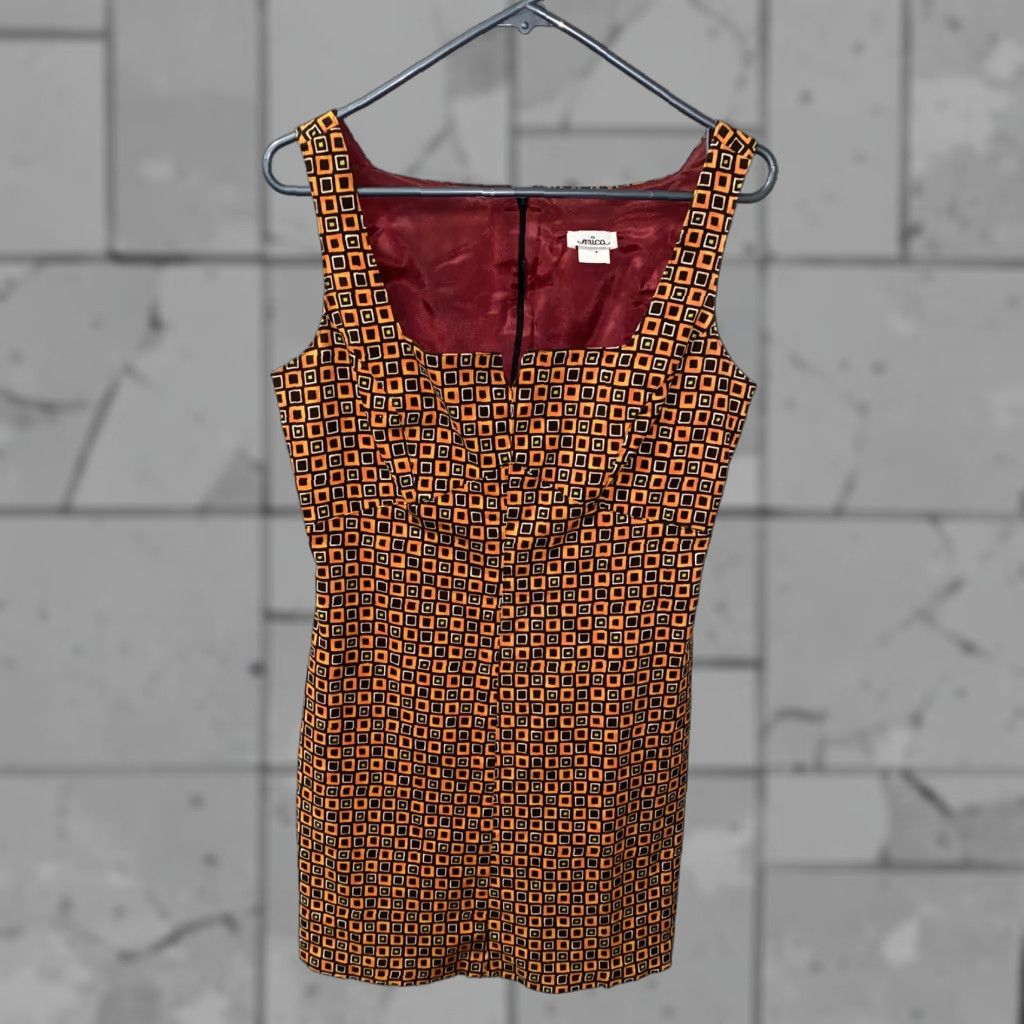 Vintage Mica Womens Dress Size 10 Sleeveless Geometric Print Brown Casual Cotton Spandex Fall Spring Size L / US 10 / IT 46 - 1 Thumbnail