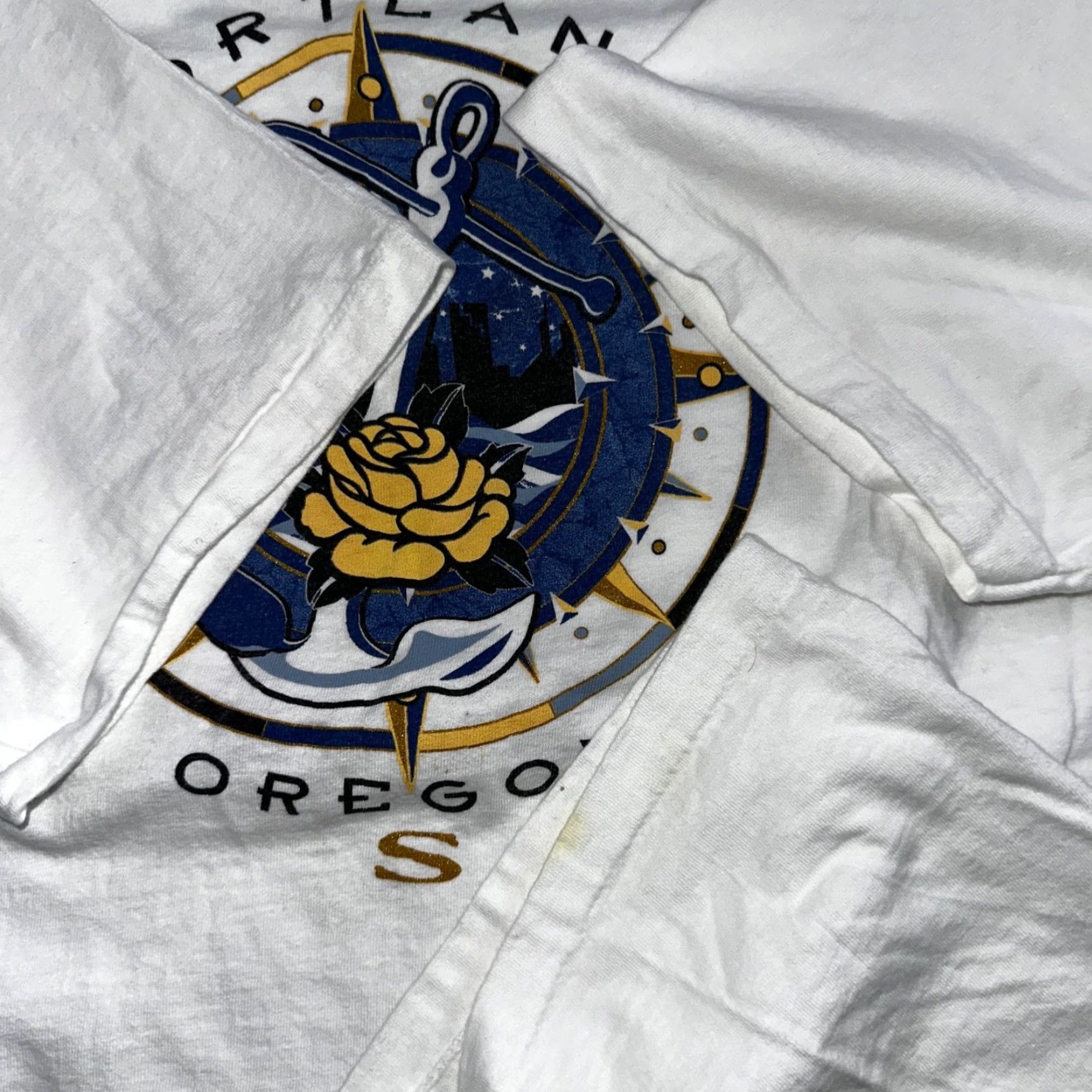 Vintage Oneita Portland Oregon 90s VTG T Shirt Single Stitch Compass Hiking Rose 1997 Size US XXL / EU 58 / 5 - 5 Thumbnail
