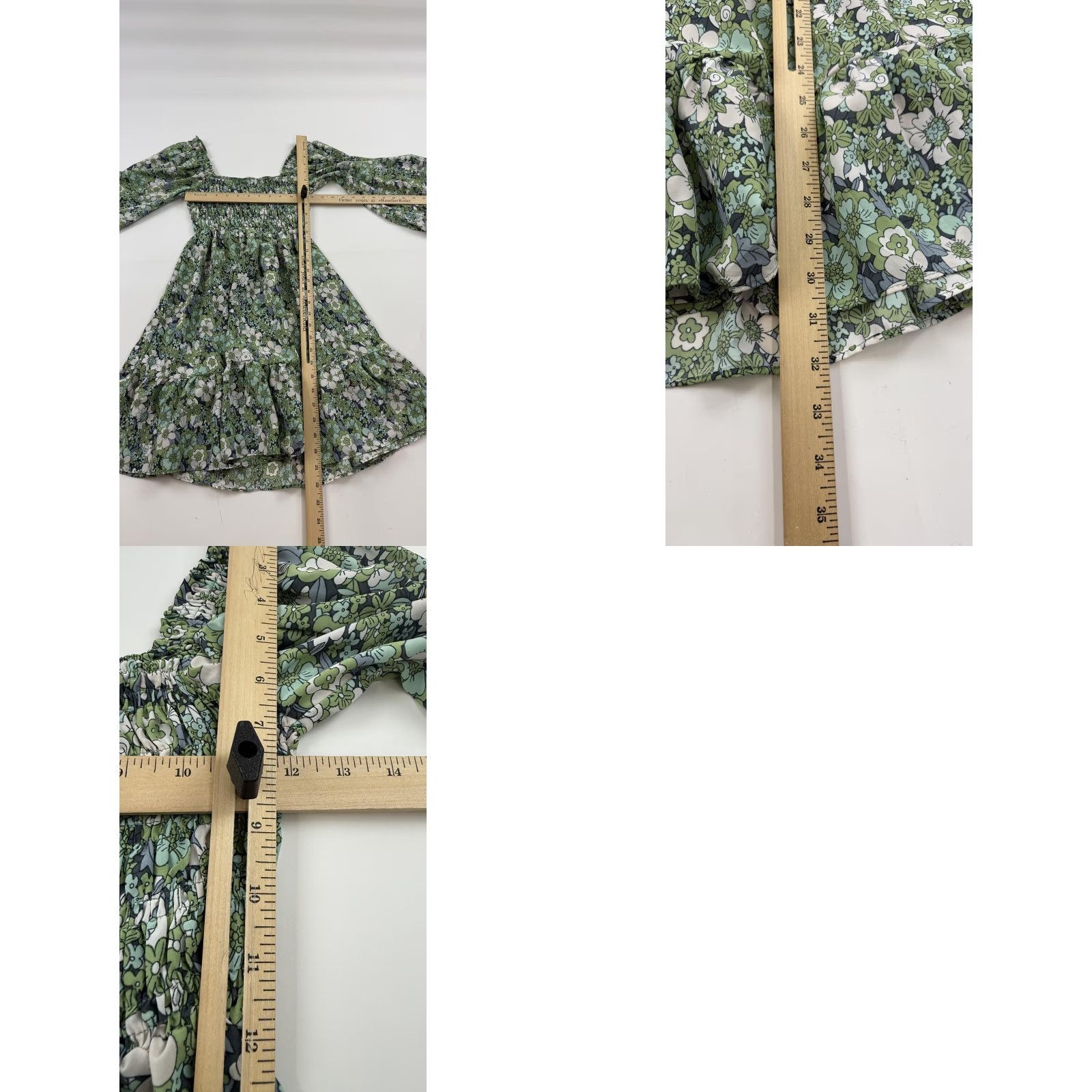 PRINCESS POLLY Princess Polly Shirt Womens 2 Green Floral Smocked Peplum Puff Sleeve Blouse Size XS / US 0-2 / IT 36-38 - 8 Thumbnail