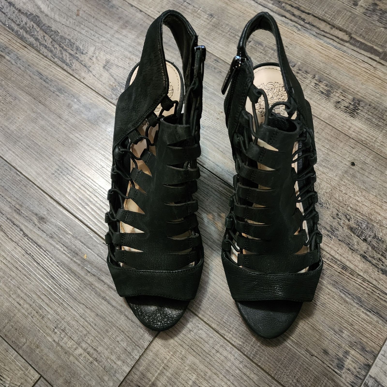 Vince Camuto Preowned Vince Camuto strappy Stretchy black heels Sz W 9 Size US 9 / IT 39 - 4 Thumbnail