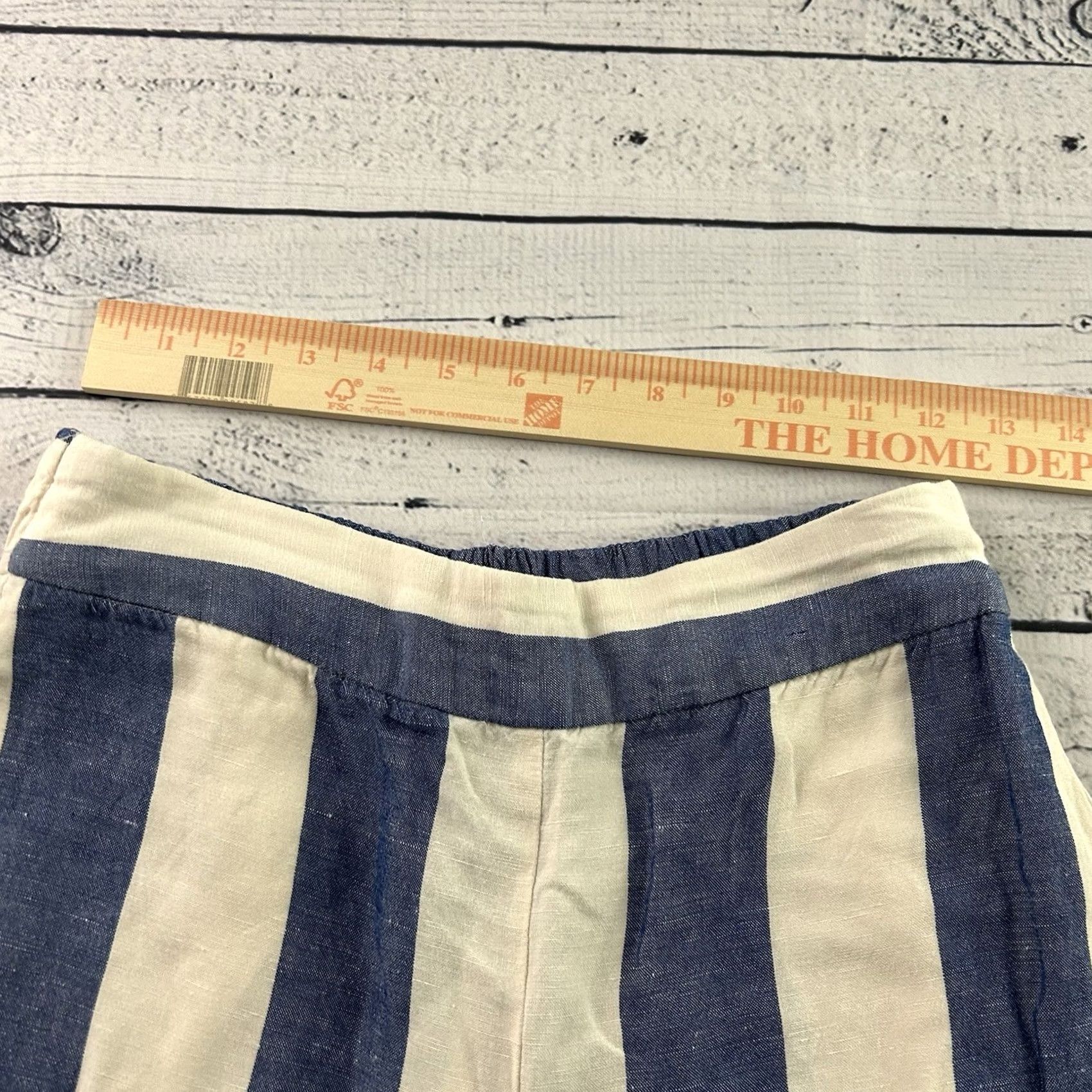 Madewell Madewell Linen Viscose Striped Wide-Leg Crop Pants Women's Small Blue White Size 28" / US 6 / IT 42 - 4 Thumbnail
