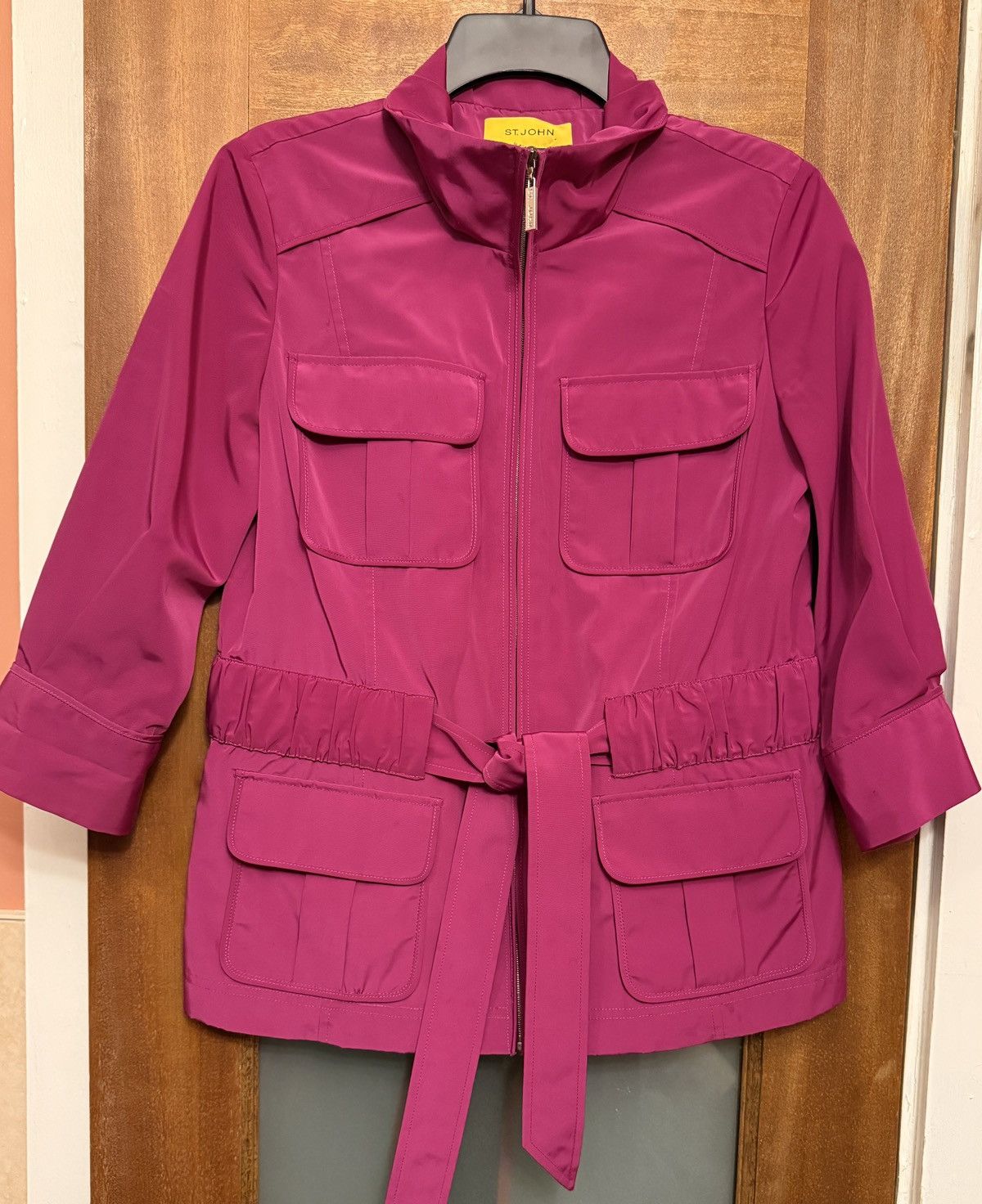 St. John Women’s Vtg Raspberry Safari Utility Belted Jacket