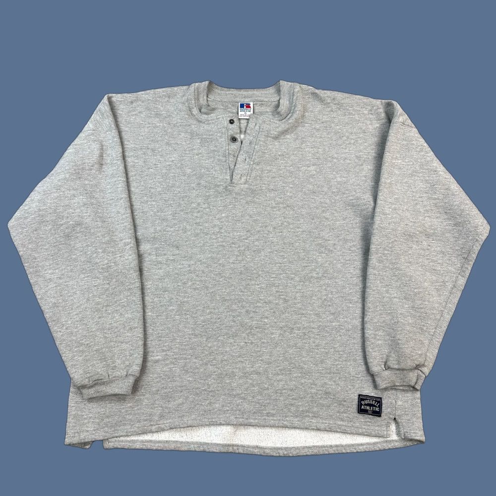 Russell Athletic VINTAGE Russell Athletic Sweatshirt Mens XL Gray Henley Pullover USA Made 90s Size US XL / EU 56 / 4 - 1 Thumbnail
