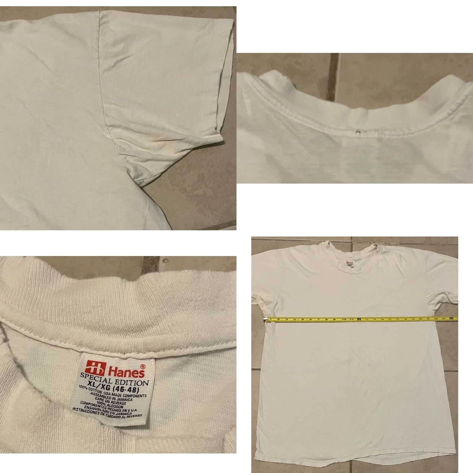 Hanes VINTAGE Hanes T-Shirt 80s 90s Distressed White XL Men Short Sleeve Grunge Punk Biker Skate Surf Trucker Destroyed Faded Logo Size US XL / EU 56 / 4 - 10 Thumbnail