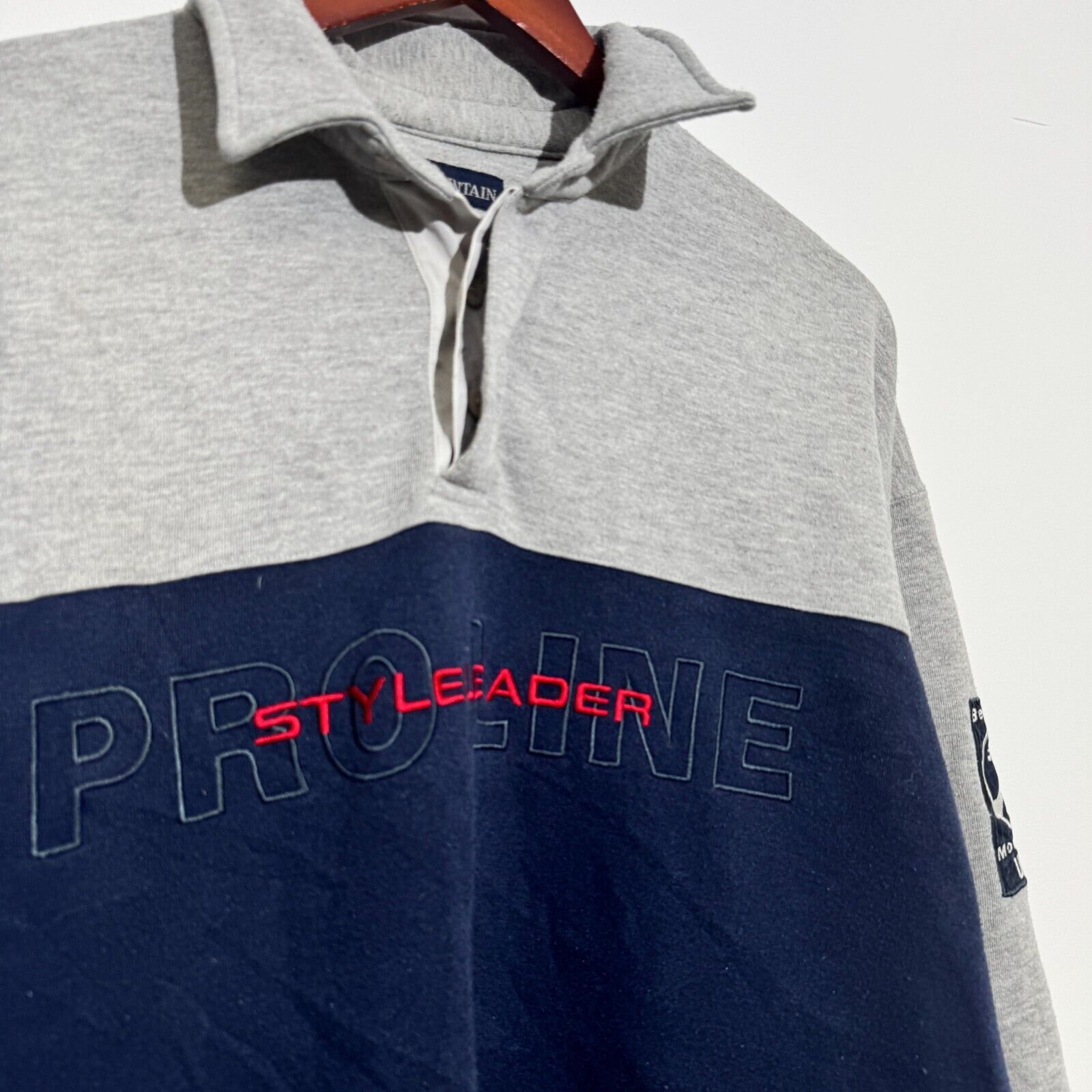 Vintage Vintage Unisex Gray Navy Blue Cotton Sweatshirt Size L Size US L / EU 52-54 / 3 - 6 Thumbnail
