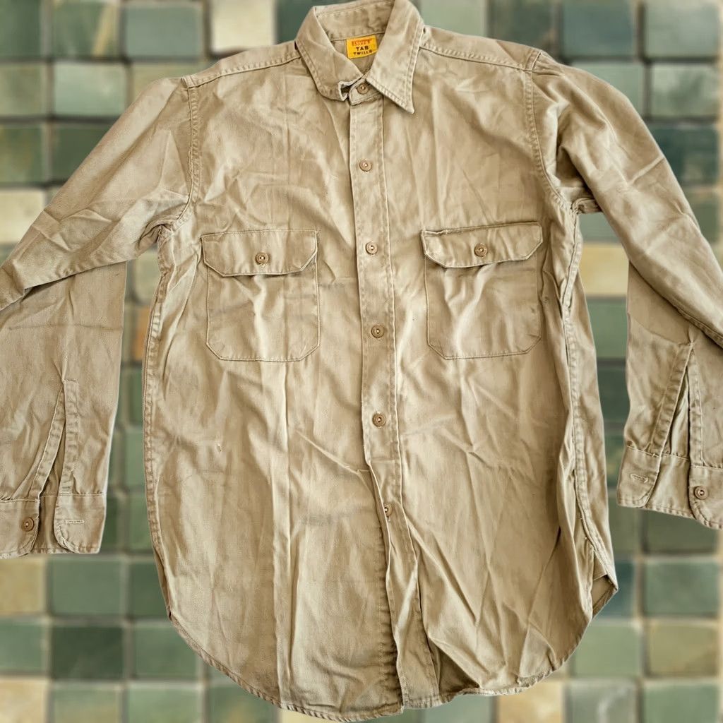 Levi's VINTAGE Levi's Button-Up Shirt Twill Long Sleeve Mens Tan Brown S Regular Twill Button-Front Collar-Down Vintage Levi's Shirt Mens Size US S / EU 44-46 / 1 - 1 Thumbnail