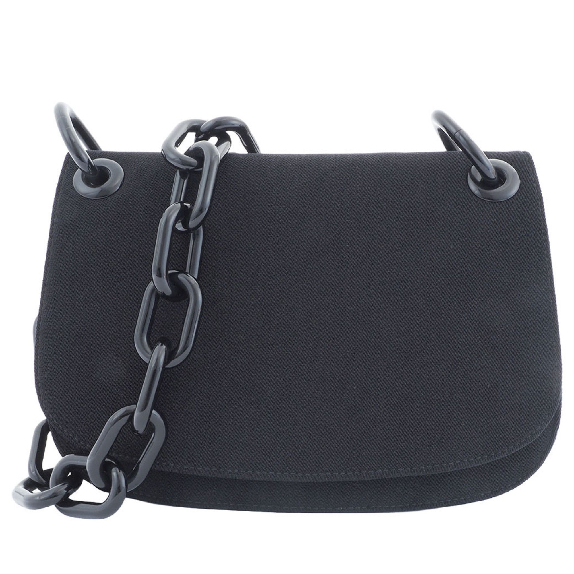 Prada Prada Plastic Chain Flap Shoulder Bag Black B6436 Women's Canvas PRADA Size ONE SIZE - 1 Thumbnail
