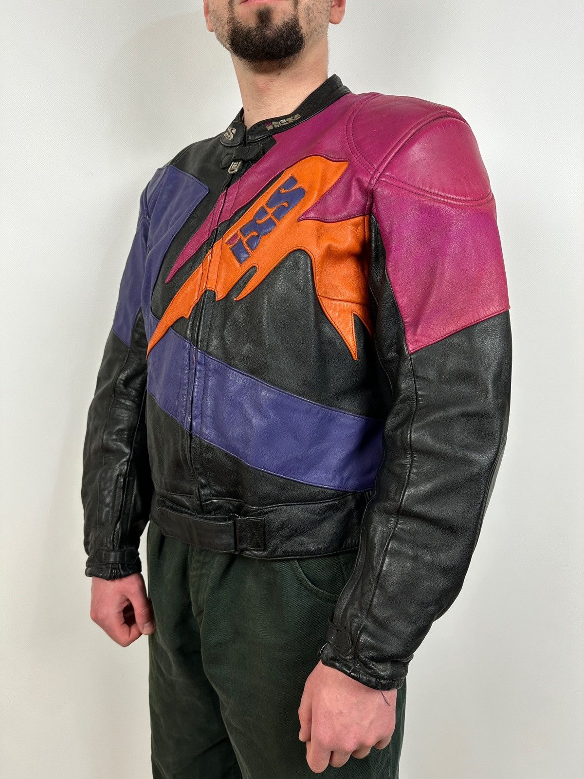 Vintage IXS Hype Multicolor Racing Leather Jacket