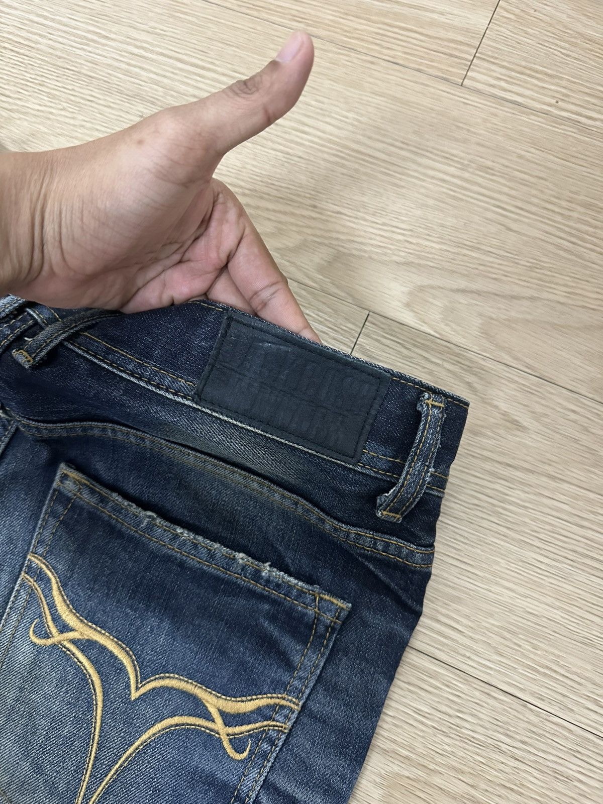 Isamu Katayama Backlash × JACKROSE × Japanese Brand Rare Beautiful Jack Rose Wash Boro Distressed Flared Denim Size US 31 - 15 Thumbnail