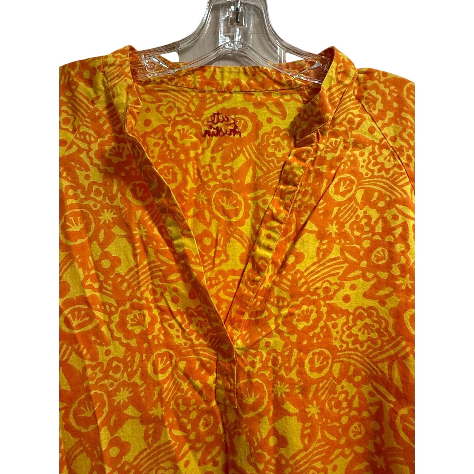 Other Kate Austin 100% Cotton Orange Yellow Oversized Caftan Dress Size M / US 6-8 / IT 42-44 - 3 Thumbnail