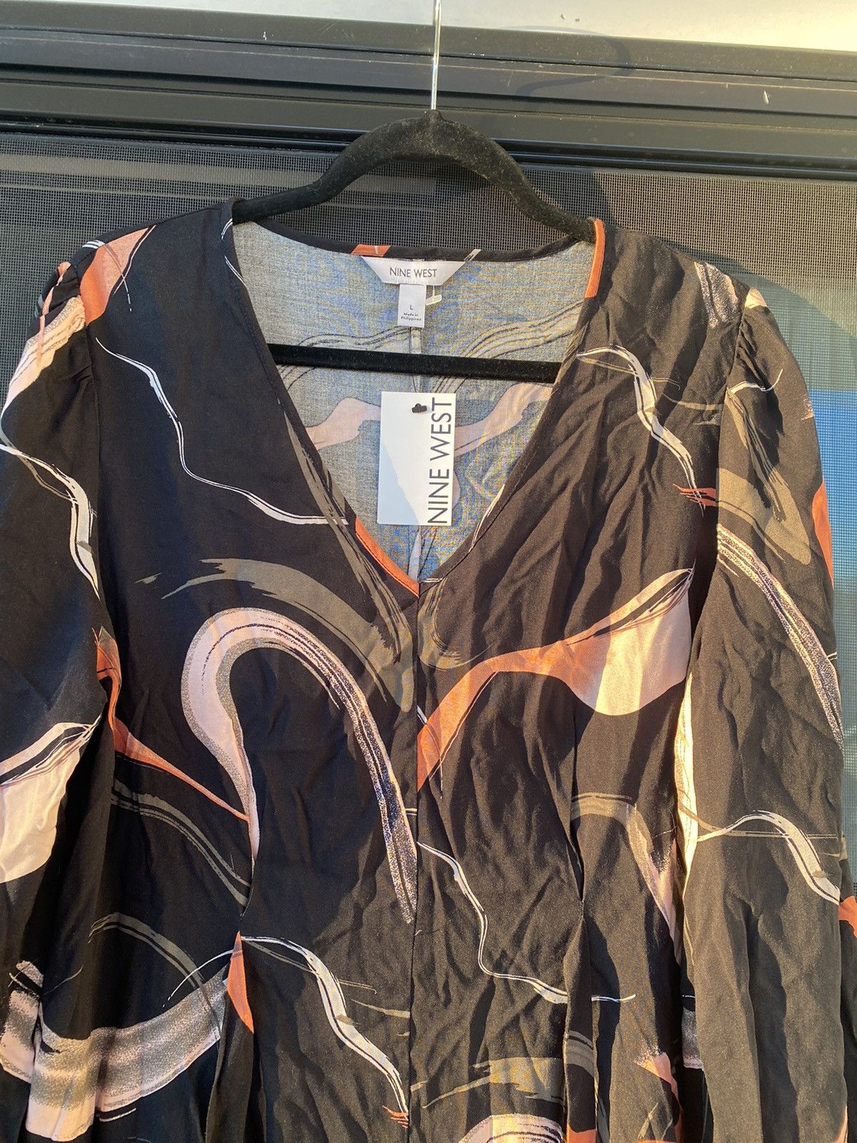 Nine West NWT Nine West Long Sleeve Geometric Belted Dress For Woman L Size L / US 10 / IT 46 - 5 Thumbnail