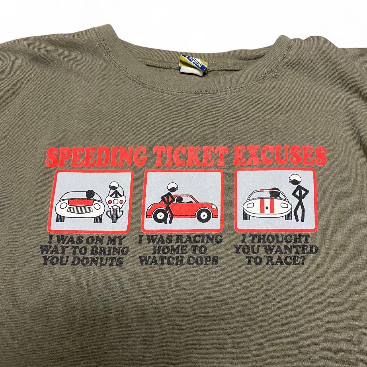 Other Vintage speeding ticket excuse green funny graphic t-shirt Size US M / EU 48-50 / 2 - 1 Thumbnail