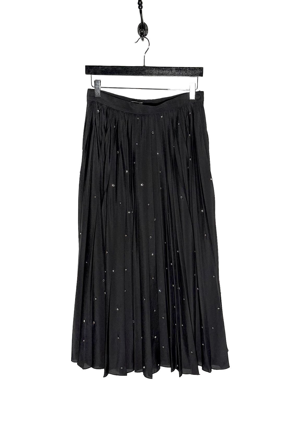 Miu Miu Miu Miu 2021 Black Crystal Embellished Pleated Long Skirt Size 27" / US 4 / IT 40 - 1 Thumbnail