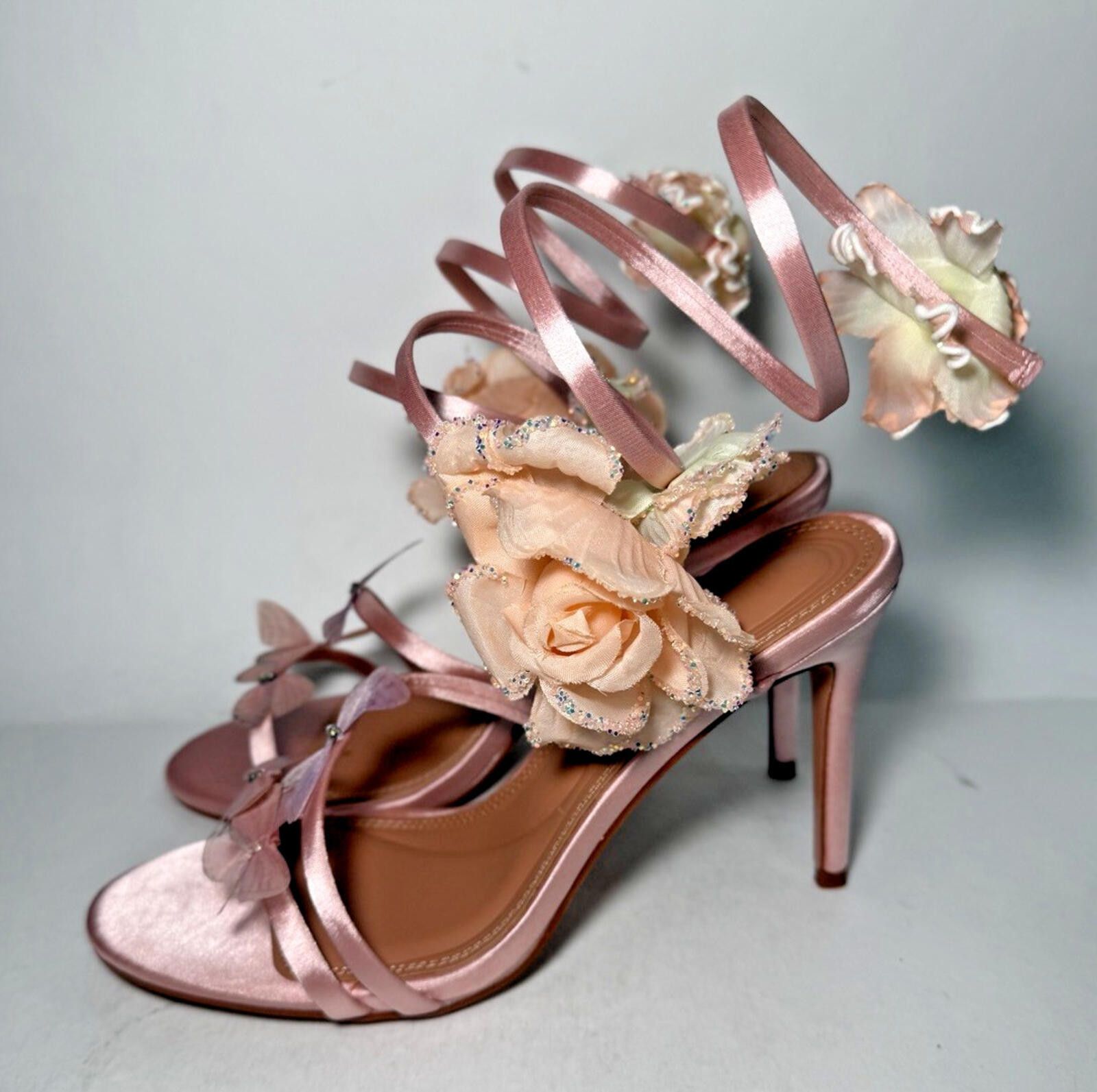 Other FINESSE Liv Peach Pink Butterfly Spiral 4 inch Stiletto Heel Size US 9 / IT 39 - 1 Thumbnail