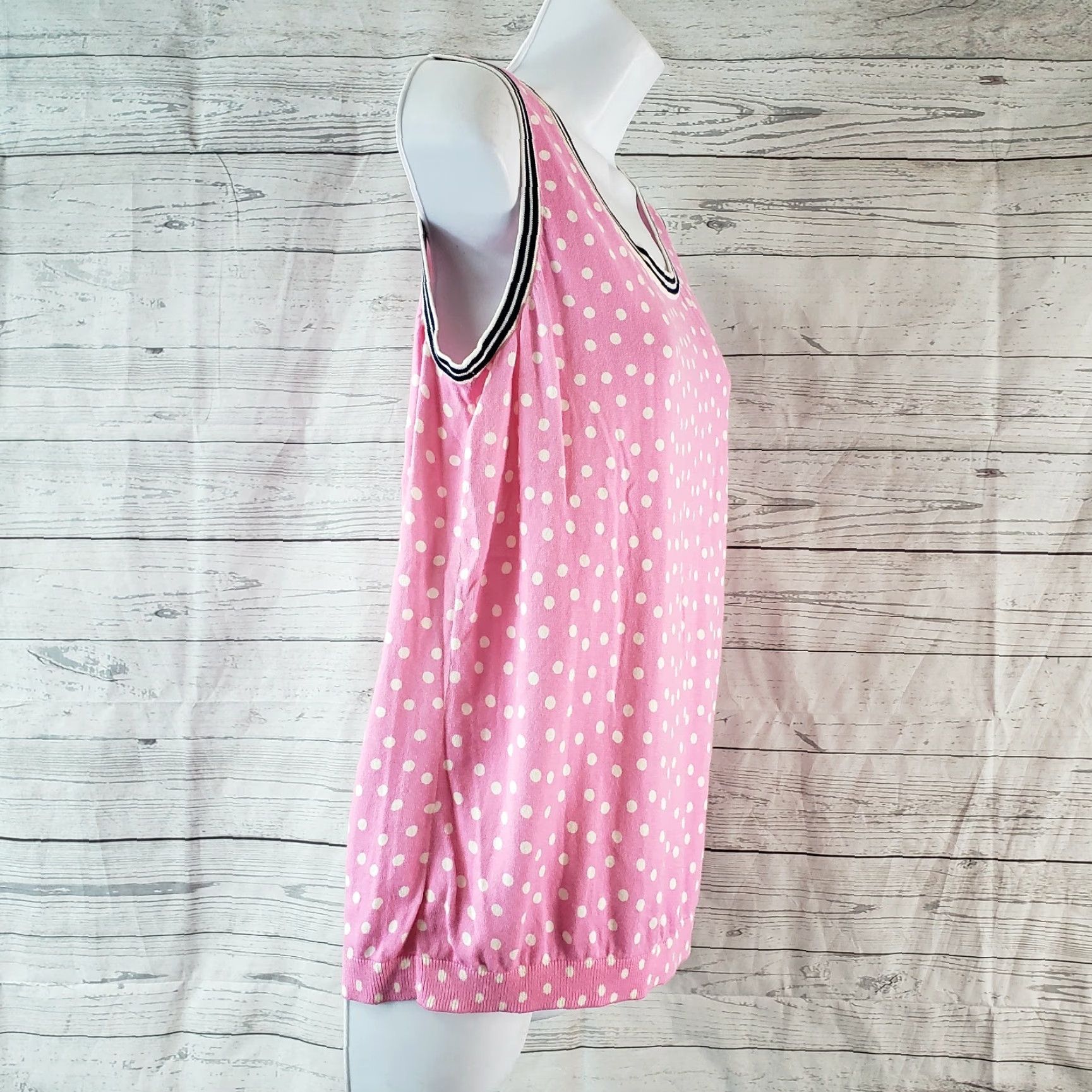 Talbots Talbots Womens Knit Tank Top X Pink Polka Dot Cotton Blend Scoop Neck Tank Shirt Womens XS? Size XL / US 12-14 / IT 48-50 - 3 Thumbnail