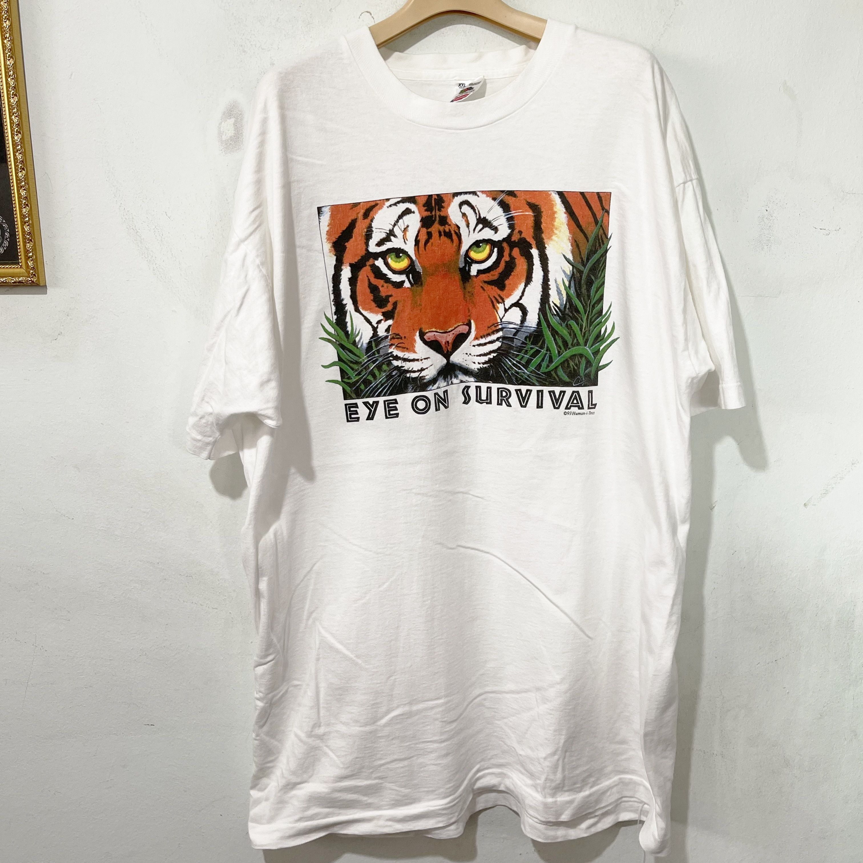 Vintage Vintage 1993 Human i Tees Eye On Survival T-Shirt Size US XXL / EU 58 / 5 - 1 Thumbnail