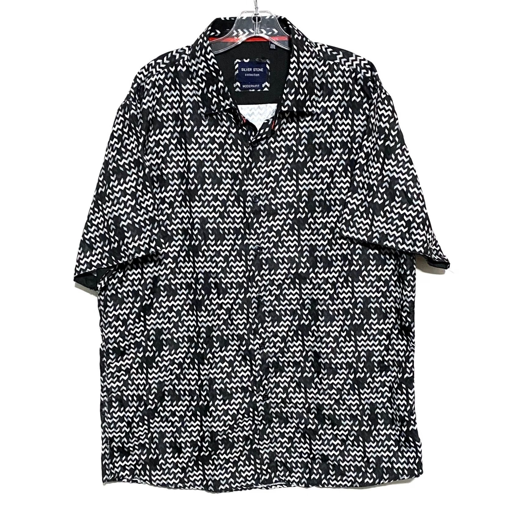Vintage VINTAGE Silver Stone Geometric Black White Button Shirt Mens XXXL Art Deco Statement Size US XXL / EU 58 / 5 - 2 Thumbnail