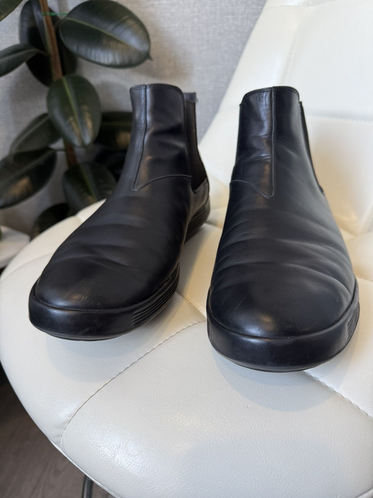 Prada Prada Black Leather Chelsea Boots Ankle Elastic Panel Shoes Size US 8.5 / EU 41-42 - 18 Thumbnail