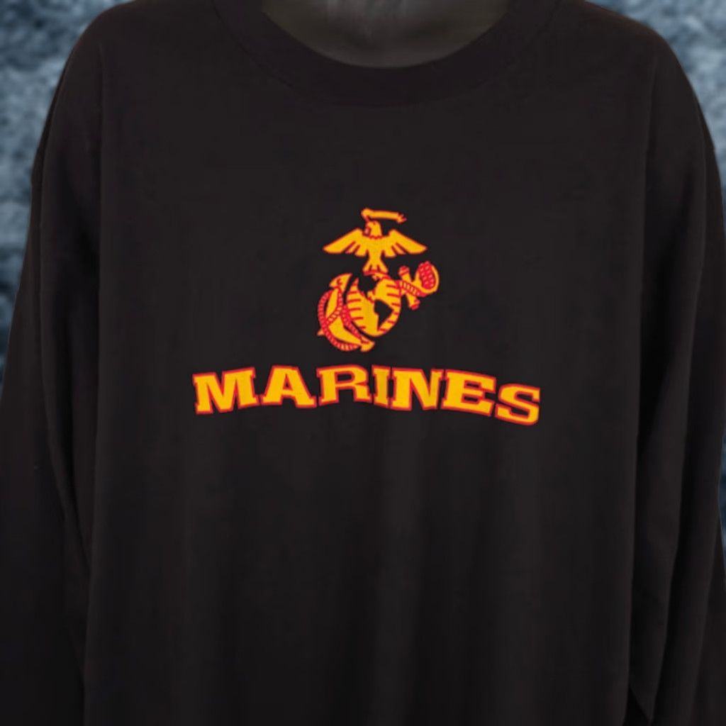 Vintage VINTAGE Bayside Marine Corps T Shirt Mens 2XL Black 90s USMC Military USA Graphic Tee Size US XXL / EU 58 / 5 - 1 Thumbnail