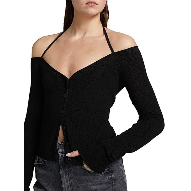 Good American Good American Women Black Off-the-Shoulder Halter Top Size M Size M / US 6-8 / IT 42-44 - 3 Thumbnail