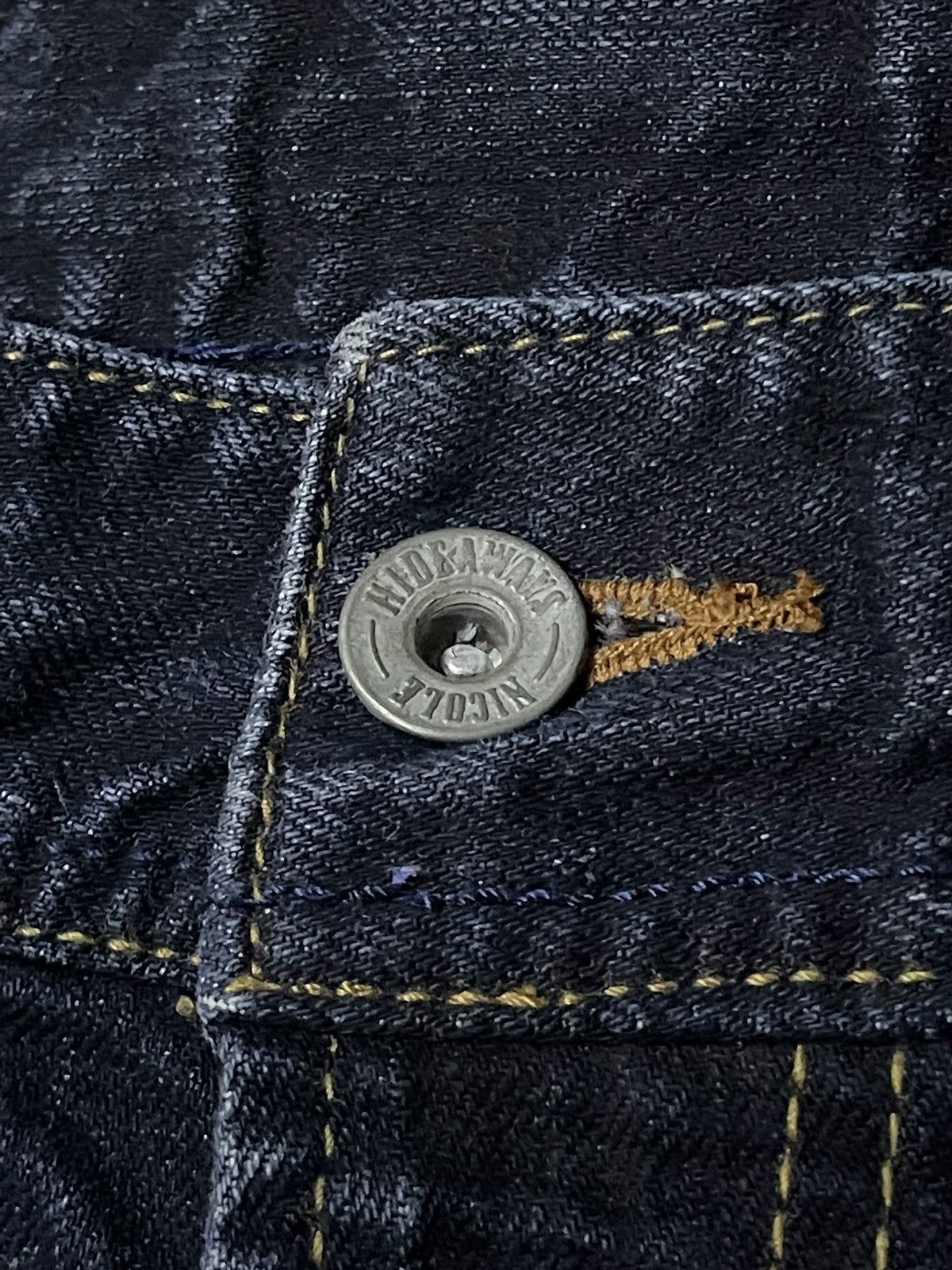 HIDEAWAYS × If Six Was Nine × Le Grande Bleu (L.G.B.) Hideaways Japan Leather Trimmed Pocket Whiskers Flare Jeans Size US 32 / EU 48 - 10 Thumbnail