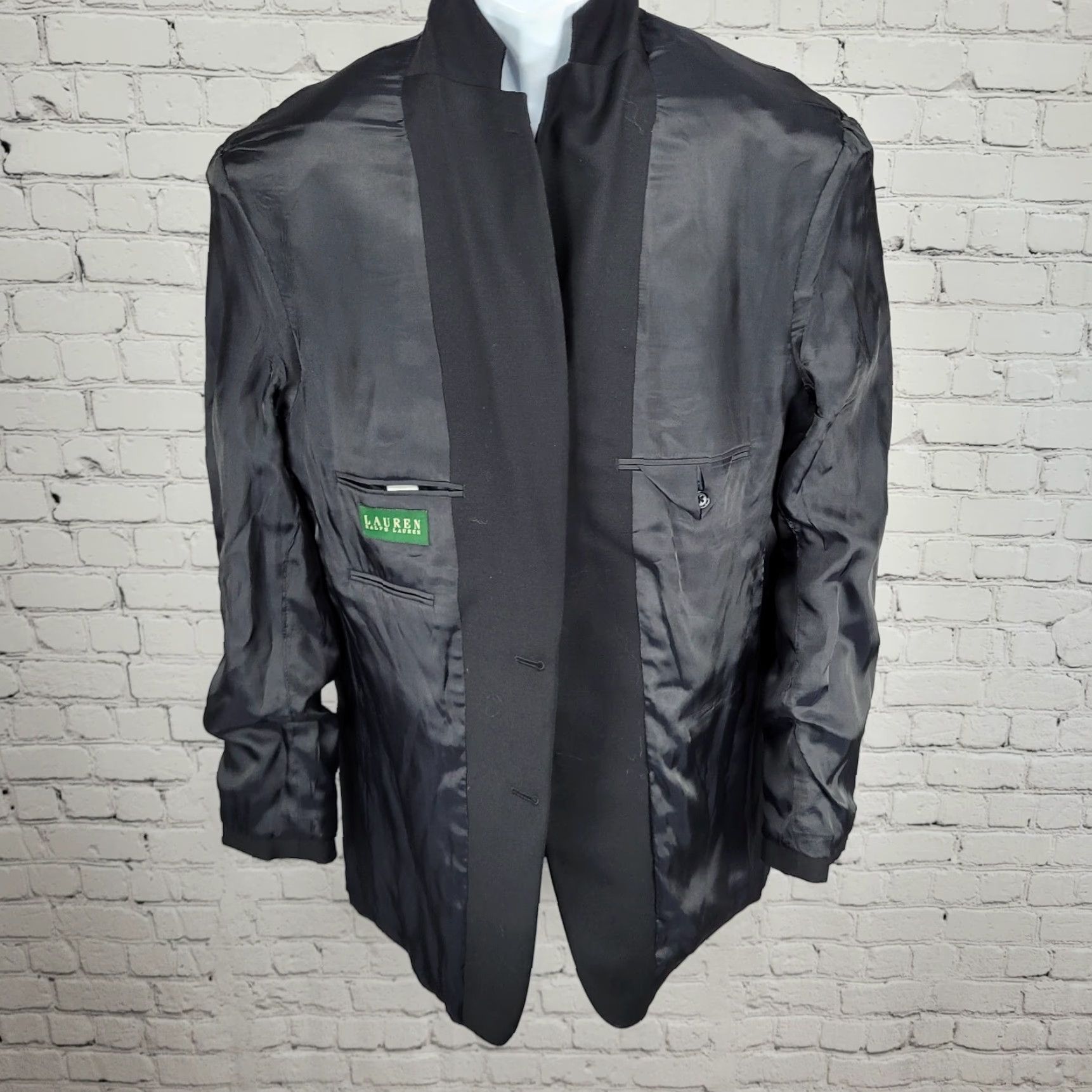 Ralph Lauren Lauren Ralph Lauren Black 100% Wool 2 Button Notch Vented Blazer 41L Men Size 42R - 4 Thumbnail