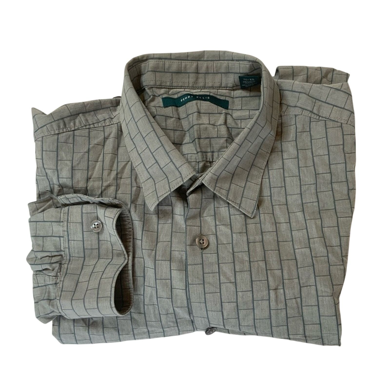 Perry Ellis Perry Ellis Gray Patterned Button Down Size US XL / EU 56 / 4 - 1 Thumbnail