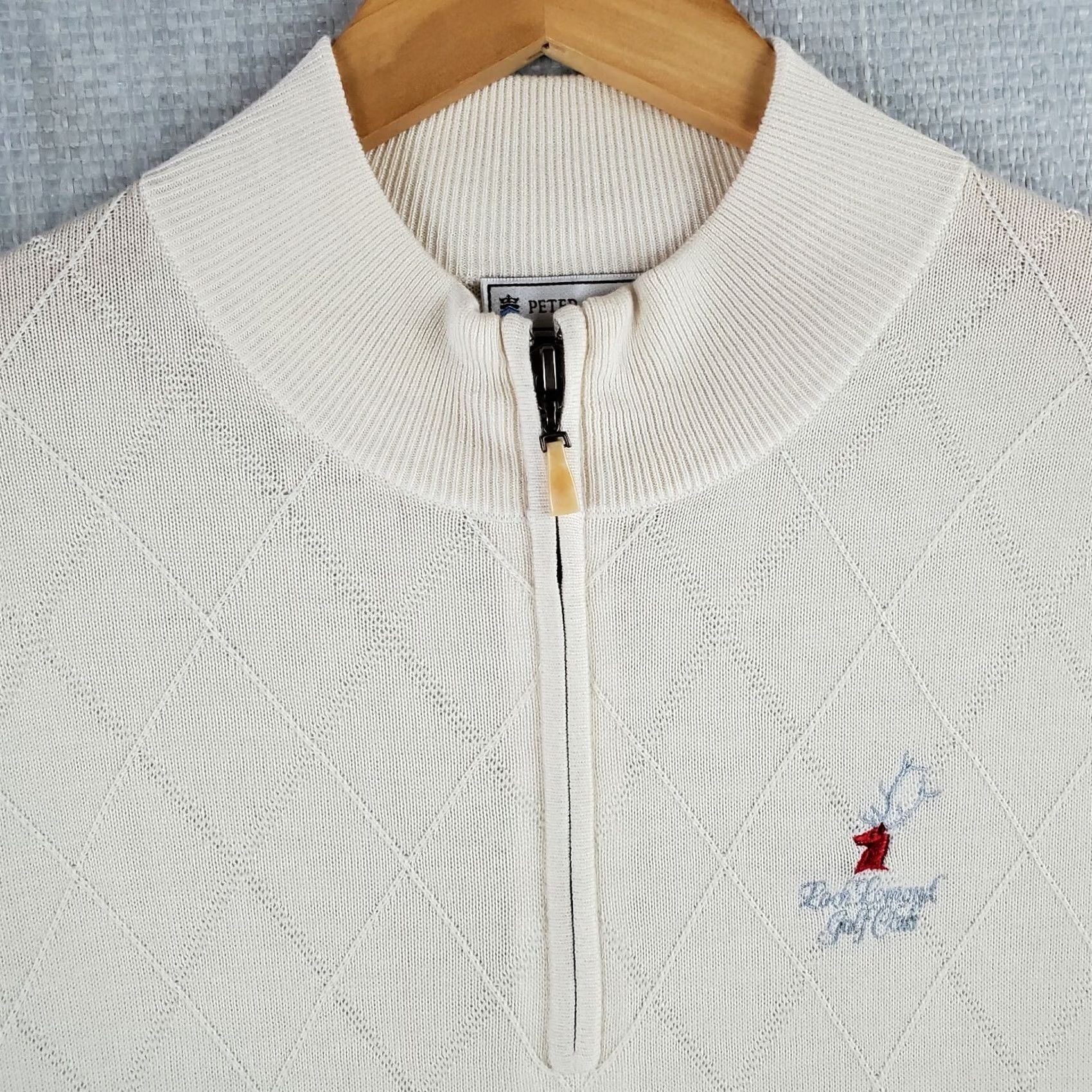 Peter Millar VINTAGE Rare Peter Millar Loch Lomond Golf Club Silk/Cotton/Cashmere Diamond Woven 1/4 Zip Sweater Vest Size US S / EU 44-46 / 1 - 2 Thumbnail