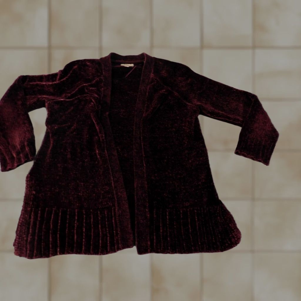 Loft LOFT Cardigan Sweater Purple Petite Medium Womens Mock Neck Long Sleeve Open Button Knit Polyester Regular 3-Button Size M / US 6-8 / IT 42-44 - 1 Thumbnail