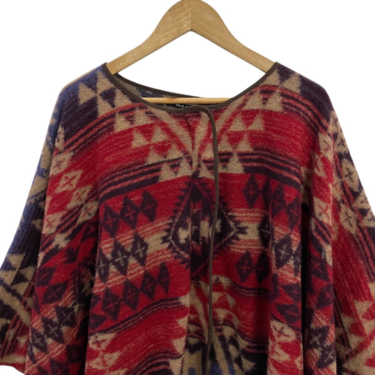 Japanese Brand Vintage Rule Ardites Aztex Navajo Art Knit Italian Ponchos Size ONE SIZE - 2 Thumbnail