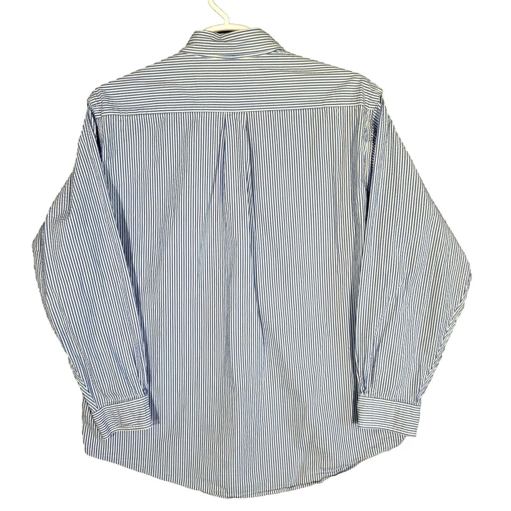 Brooks Brothers Brooks Brothers 1818 Dress Shirt Mens XL Blue White Stripe Cotton Button Down Size 46R - 2 Thumbnail