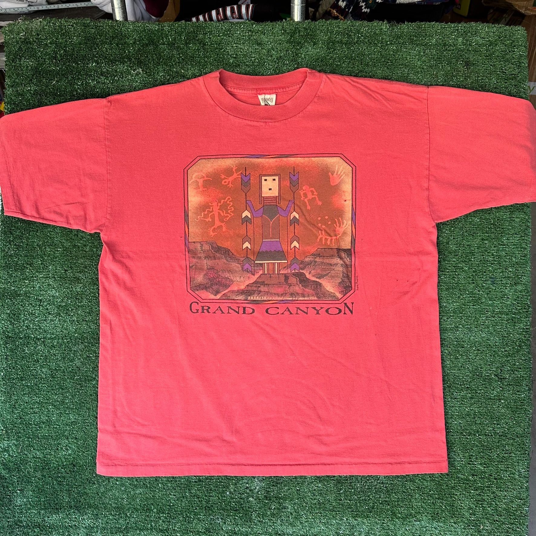 Vintage Vintage 90s Grand Canyon Tribal T-Shirt Single Stitch Red XL Size US XL / EU 56 / 4 - 1 Thumbnail